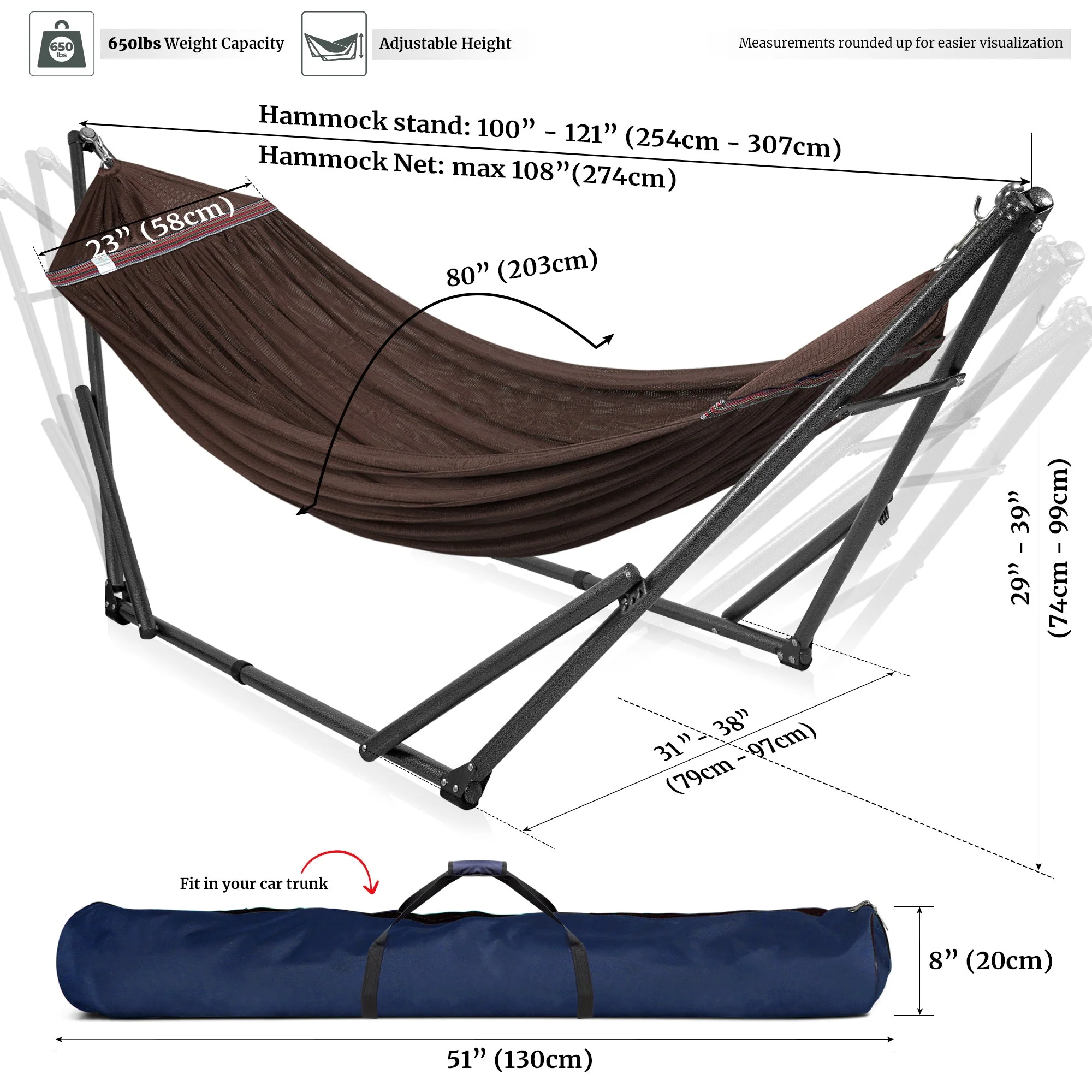 Tranquillo Universal Hammock with Medium Size Stands - Image 21