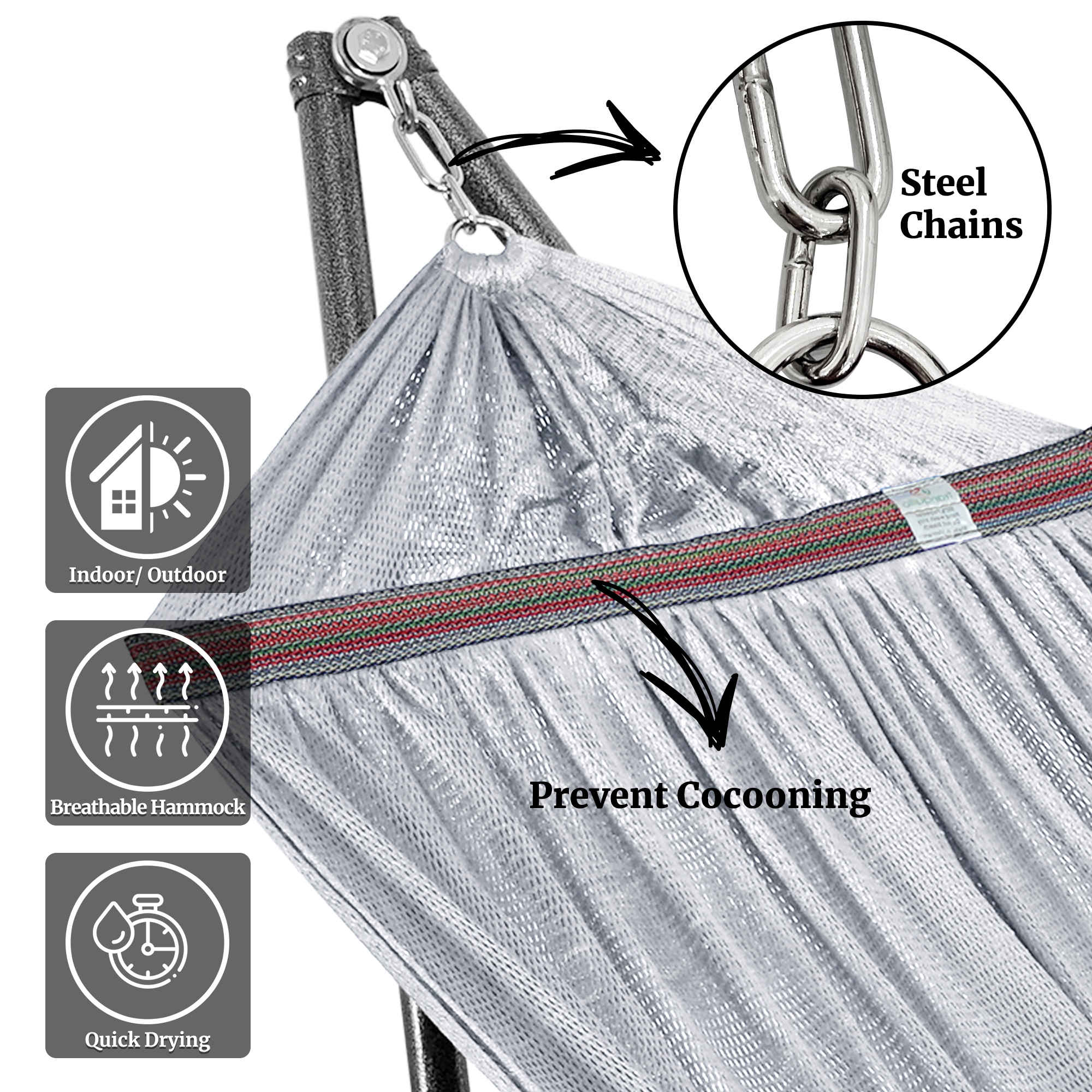 Tranquillo Universal Hammock with Medium Size Stands - Image 29