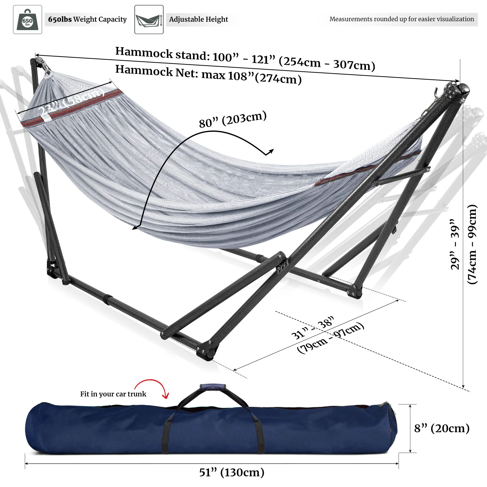Tranquillo Universal Hammock with Medium Size Stands - Image 30