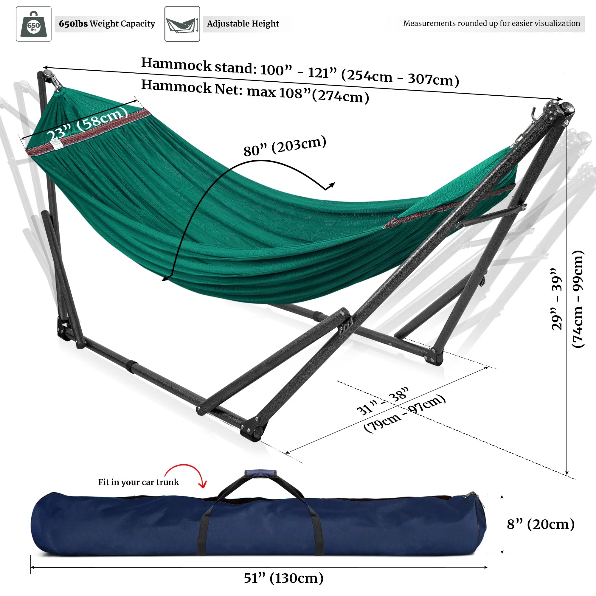 Tranquillo Universal Hammock with Medium Size Stands - Image 48