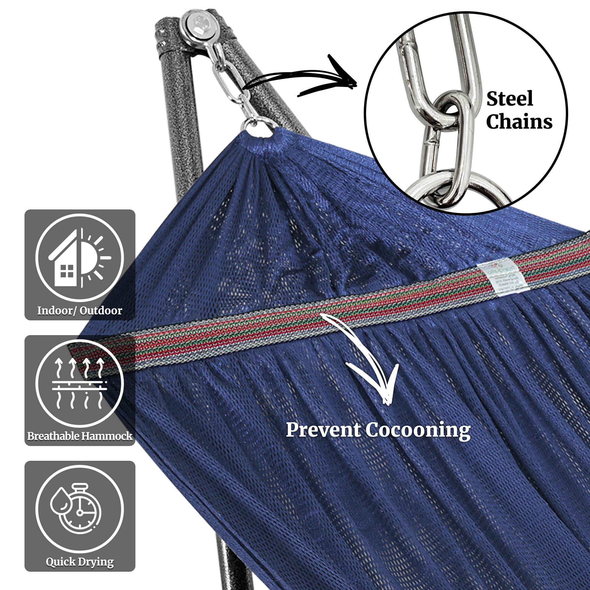 Tranquillo Universal Hammock with Medium Size Stands - Image 56