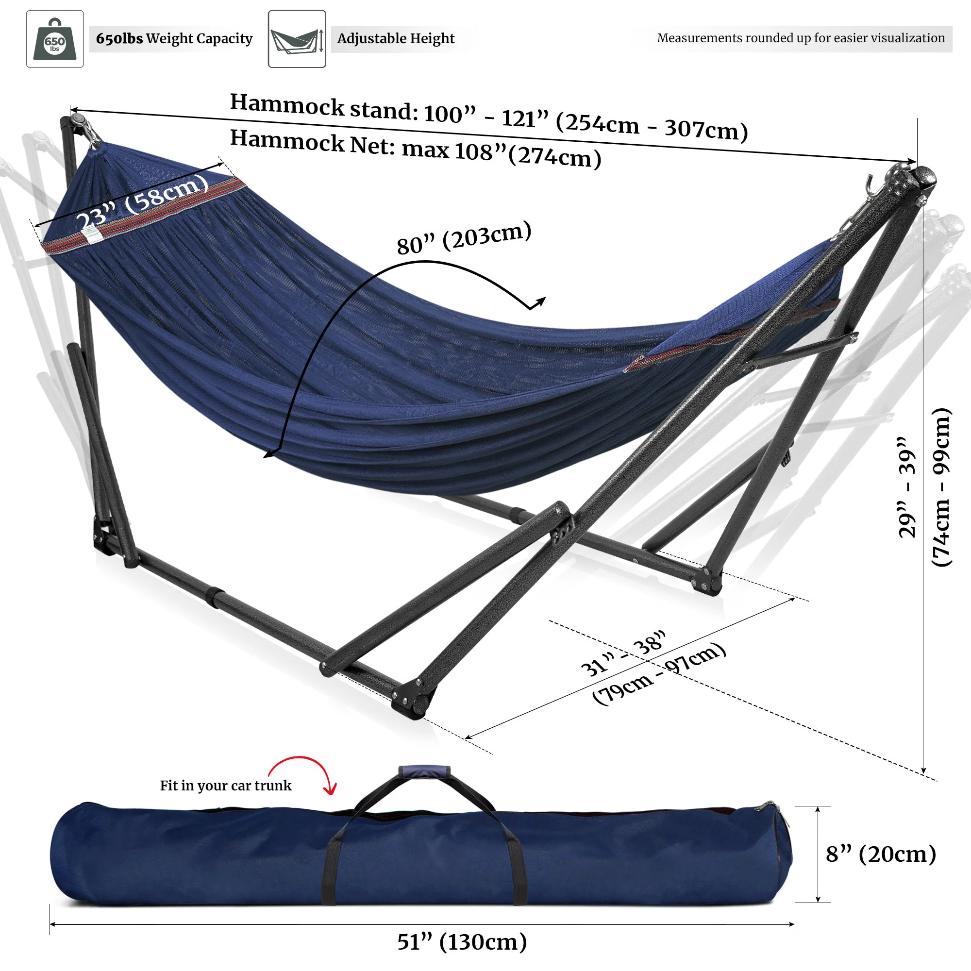 Tranquillo Universal Hammock with Medium Size Stands - Image 57