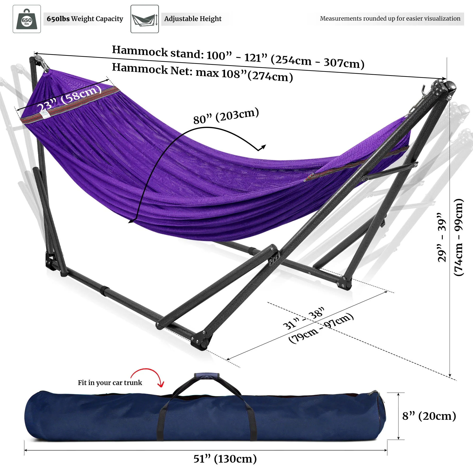 Tranquillo Universal Hammock with Medium Size Stands - Image 66