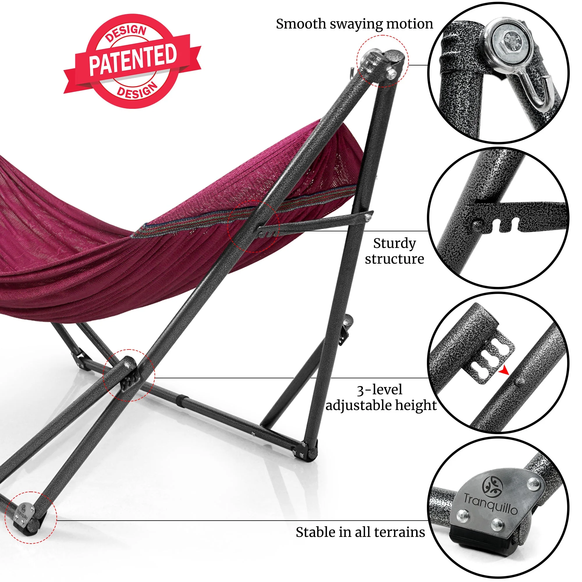 Tranquillo Universal Hammock with Medium Size Stands - Image 77