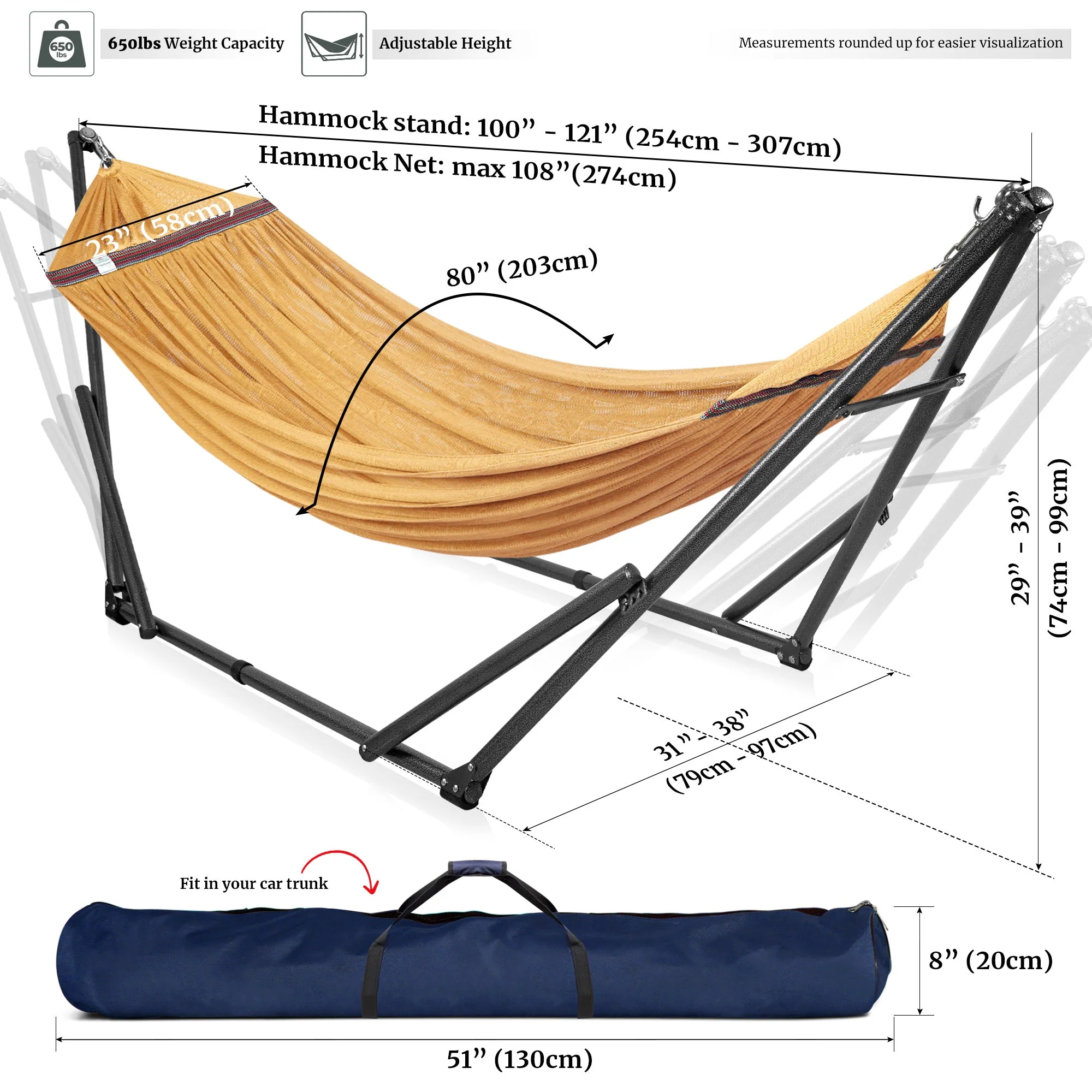Tranquillo Universal Hammock with Medium Size Stands - Image 84