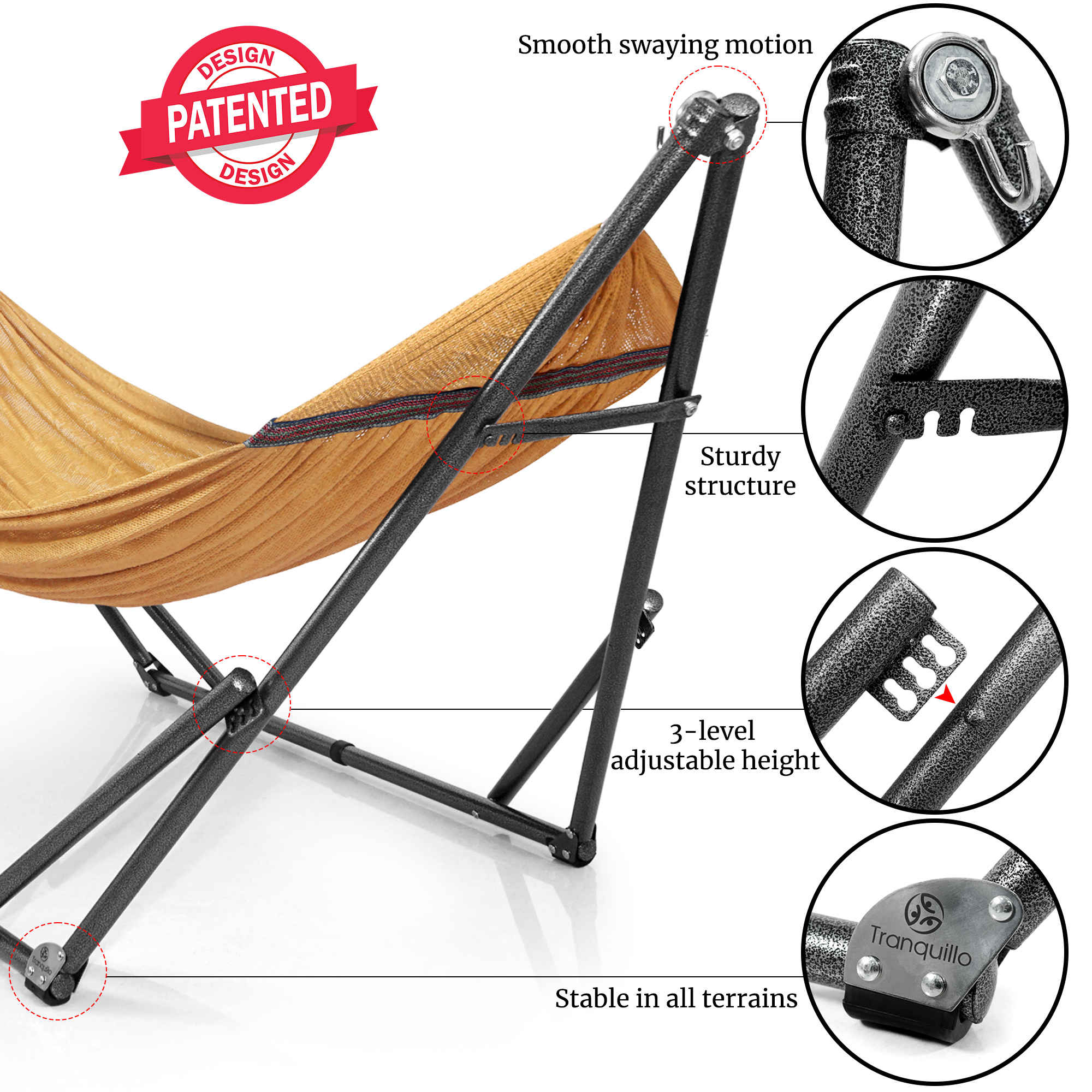 Tranquillo Universal Hammock with Medium Size Stands - Image 86
