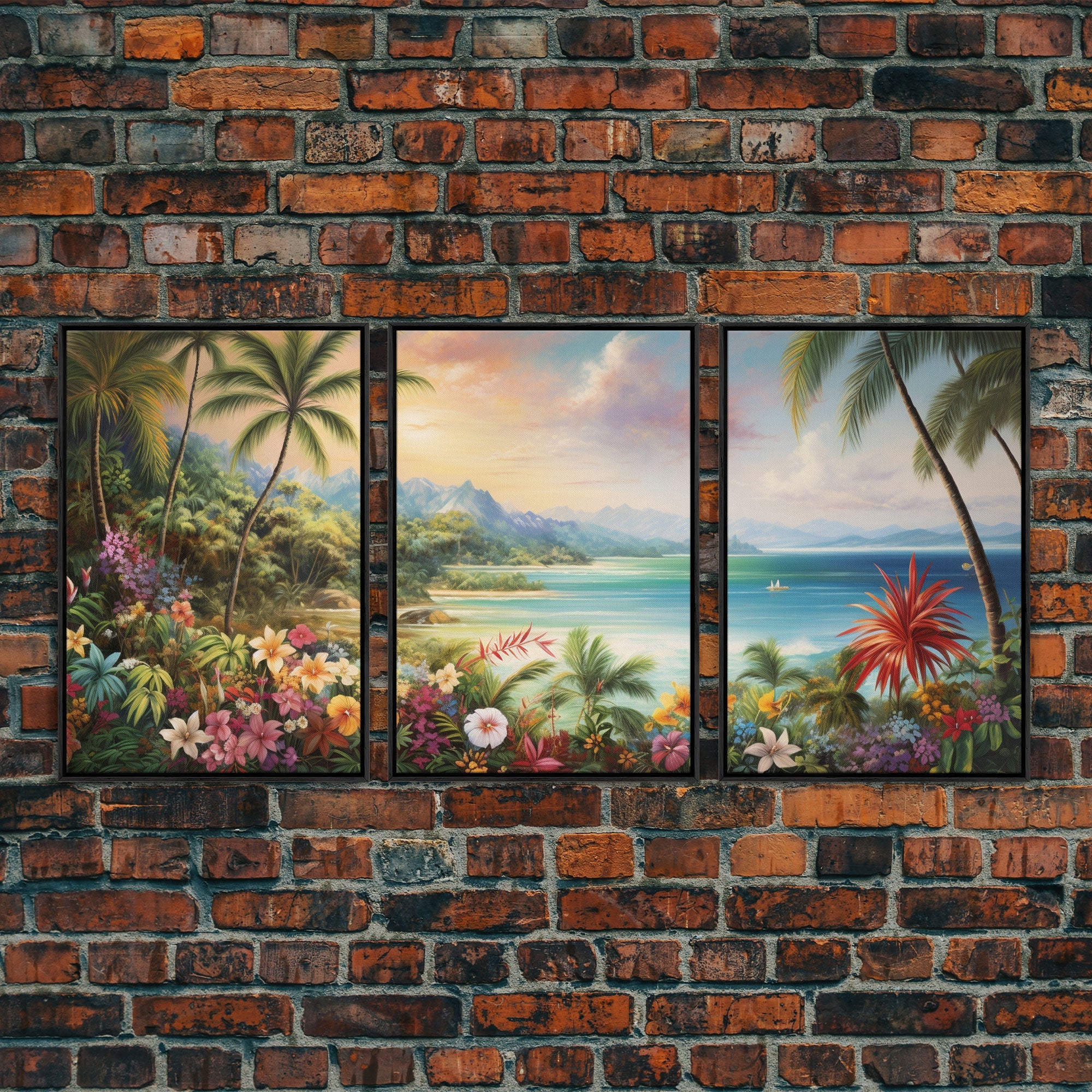 Tropical Wall Art, Canvas Print, Set Of 3 Prints - Image 3