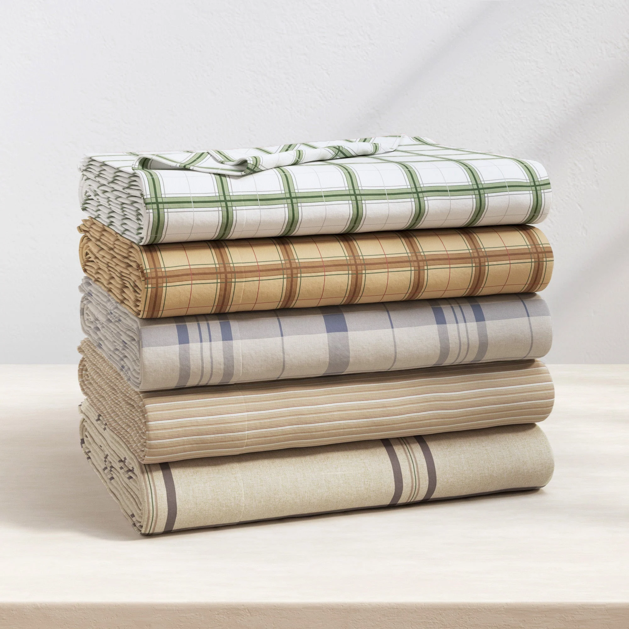 Turkish Cotton Flannel Sheet Set - Plaid & Stripe Collection - Image 24