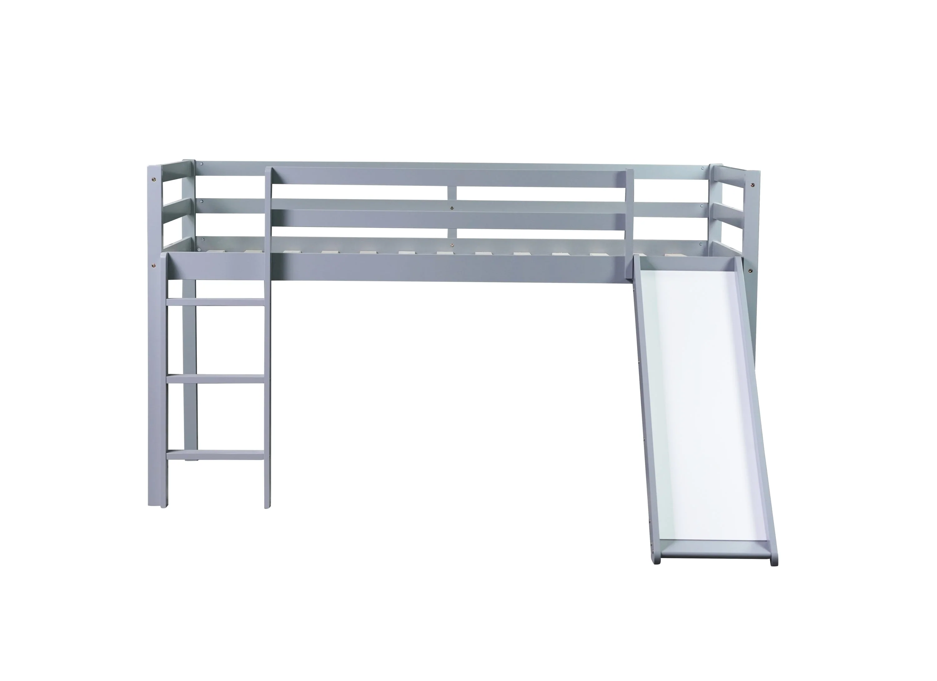 Twin Low Loft Bed with Slide, Ladder, Safety Guardrails, Grey - Image 10