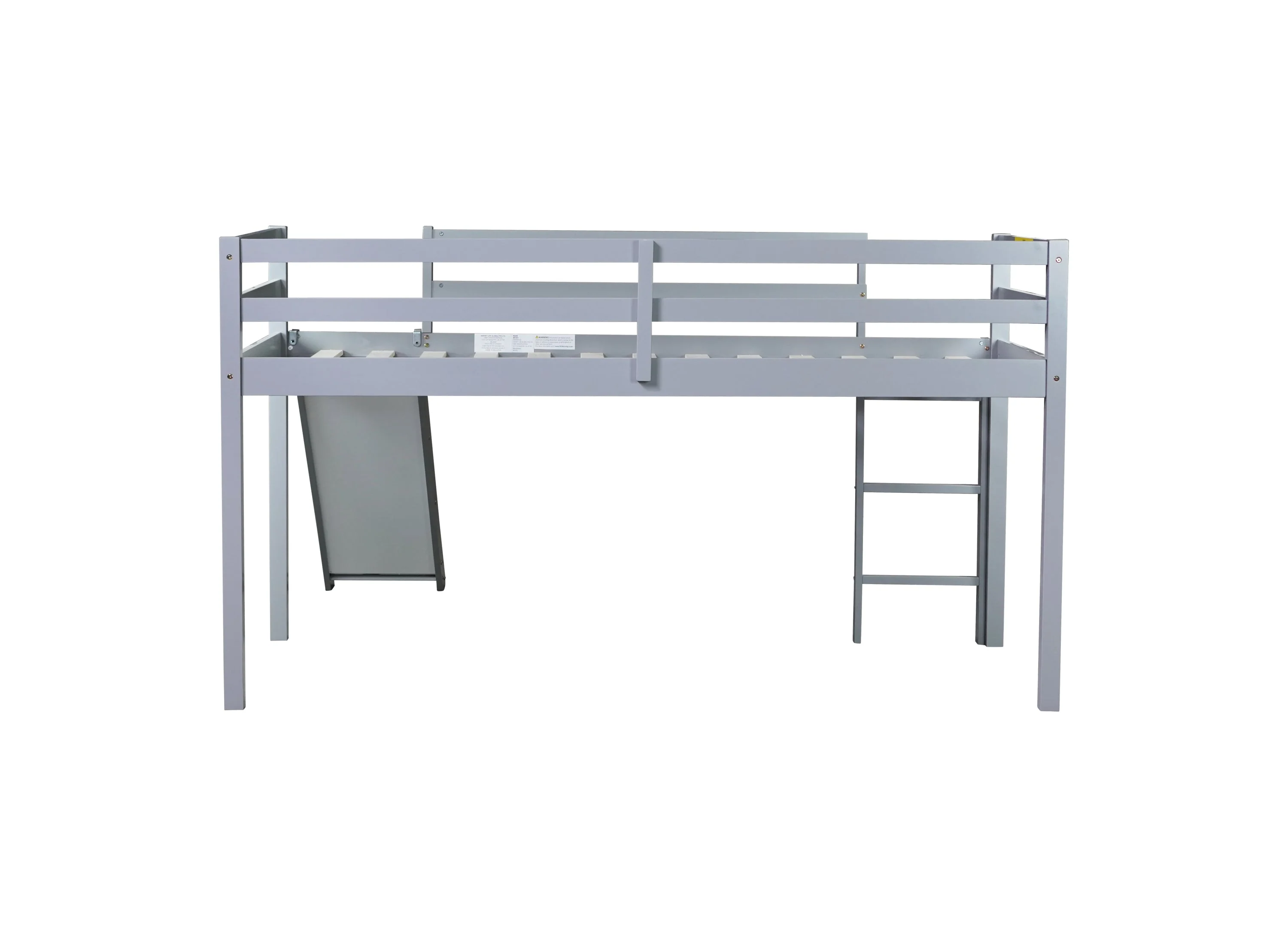 Twin Low Loft Bed with Slide, Ladder, Safety Guardrails, Grey - Image 14