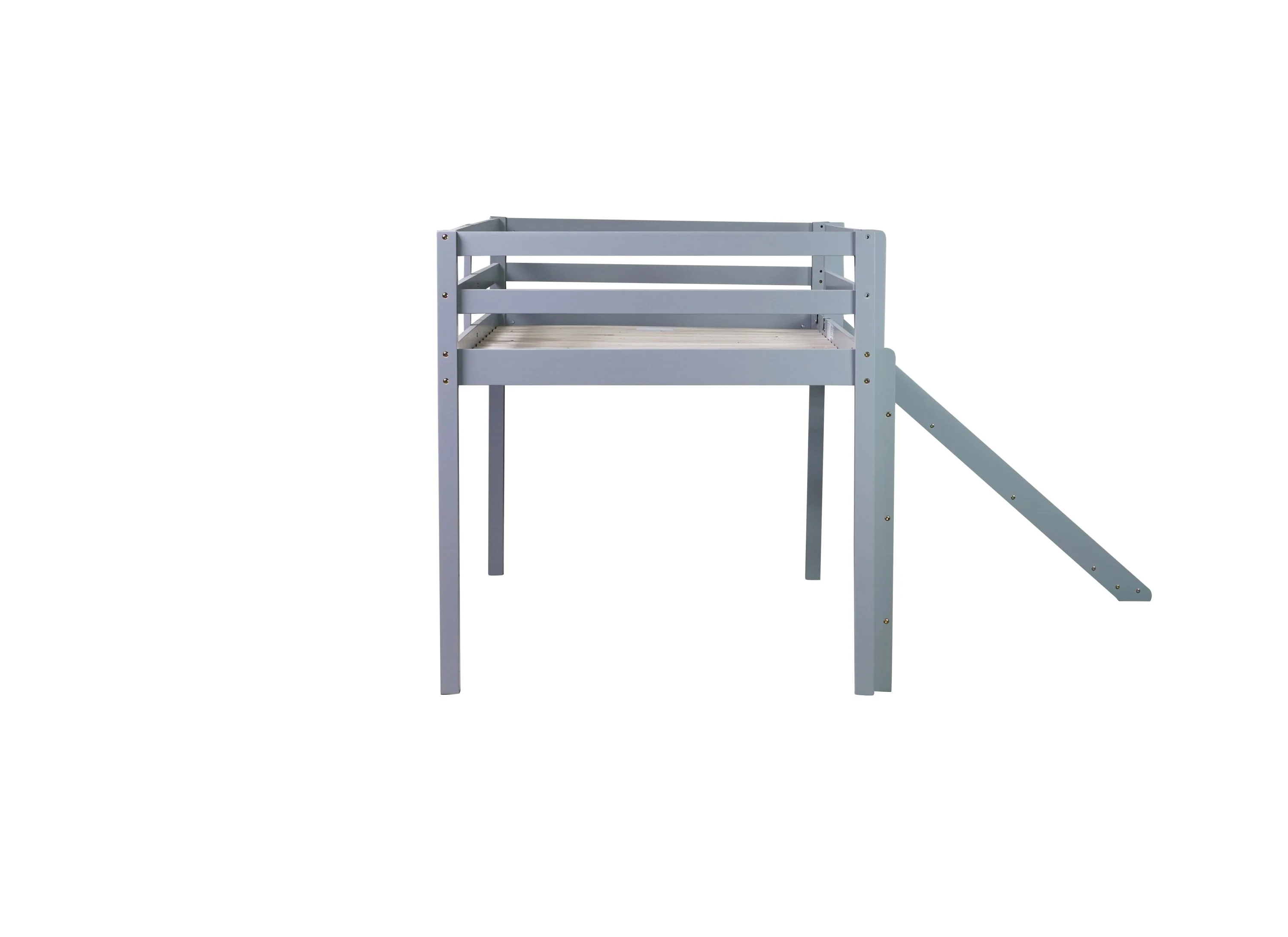 Twin Low Loft Bed with Slide, Ladder, Safety Guardrails, Grey - Image 17