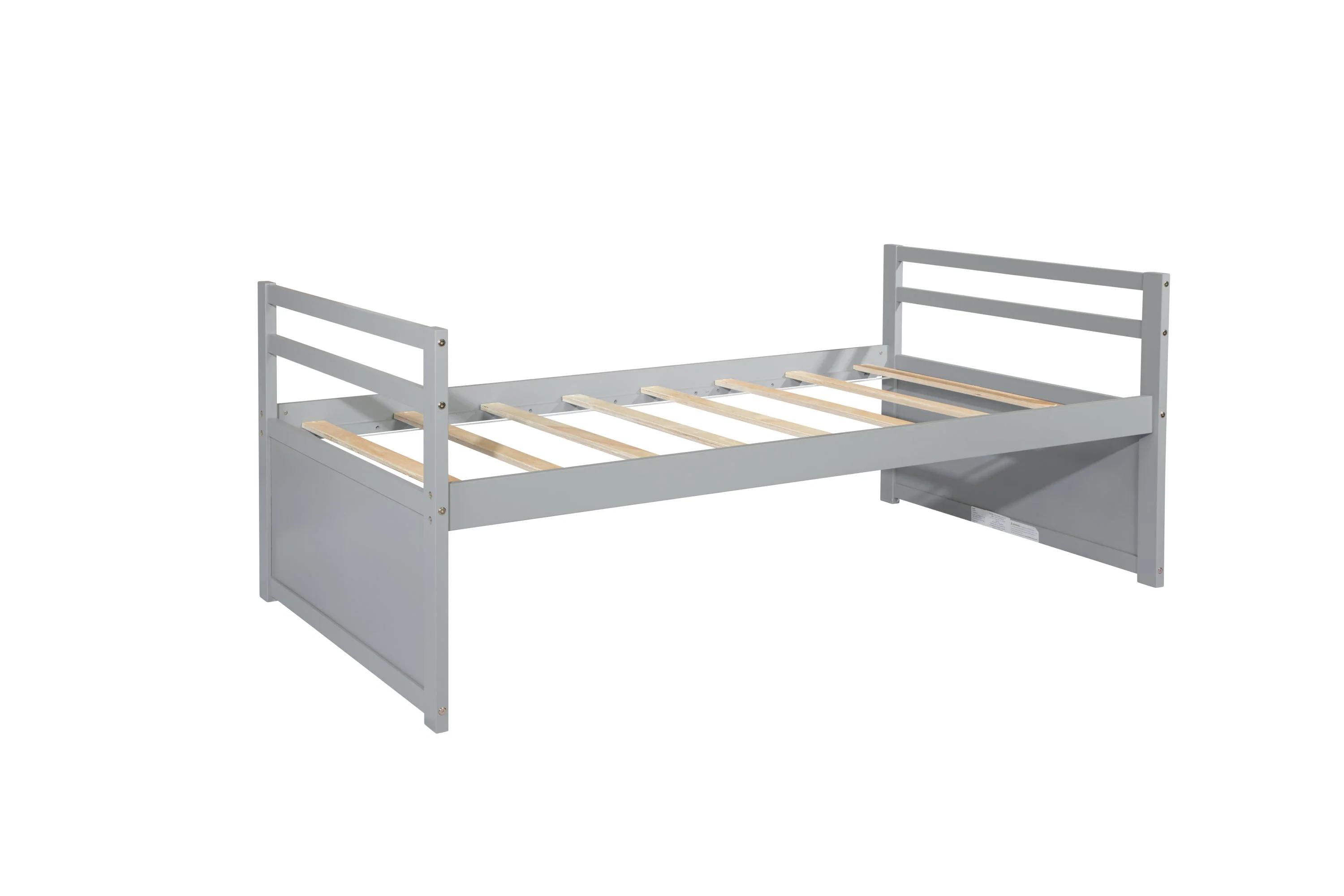 Twin Size Bed with Headboard, Footboard, Trundle and Three Storage Drawers, Pine Wood, Grey - Image 22
