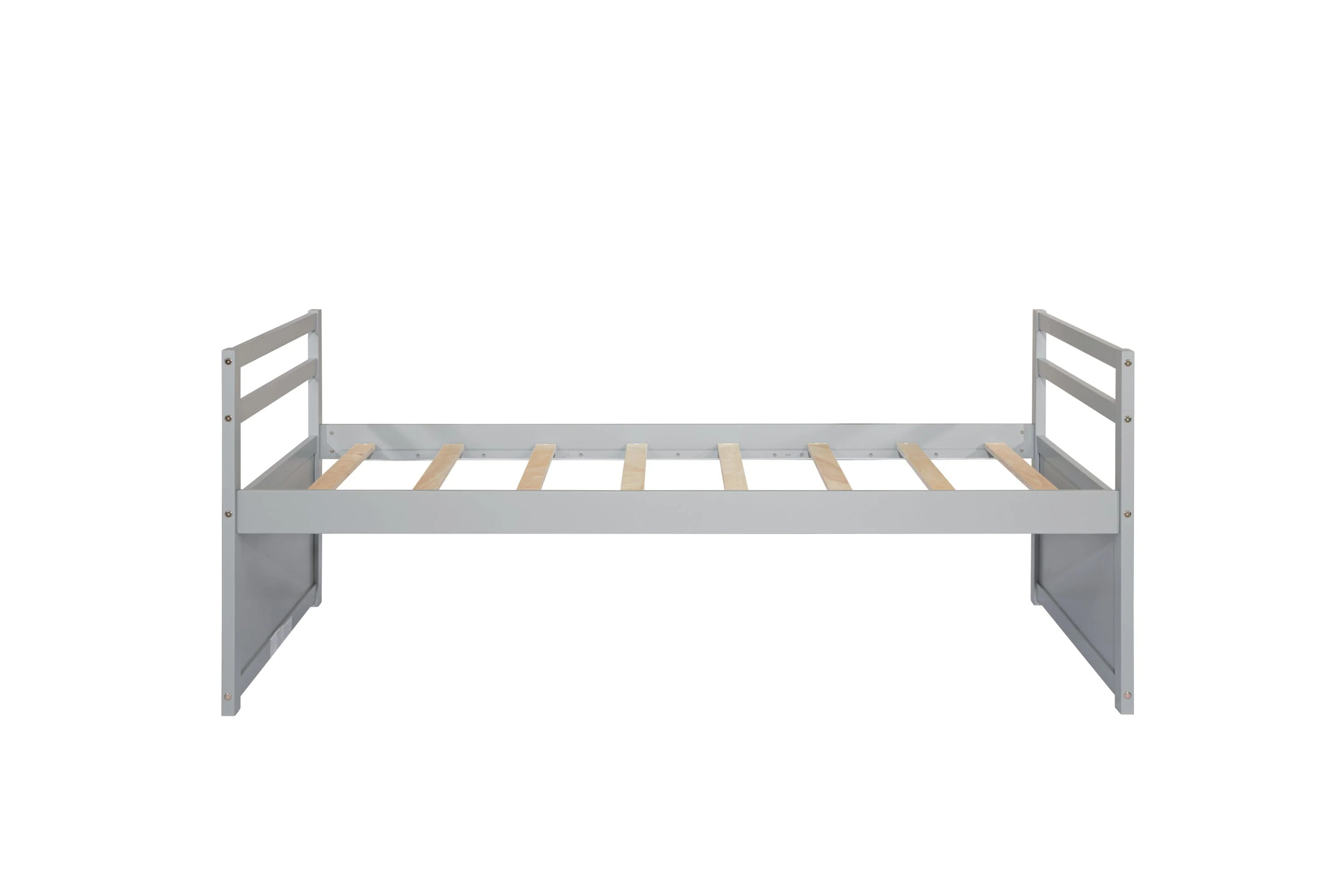 Twin Size Bed with Headboard, Footboard, Trundle and Three Storage Drawers, Pine Wood, Grey - Image 44