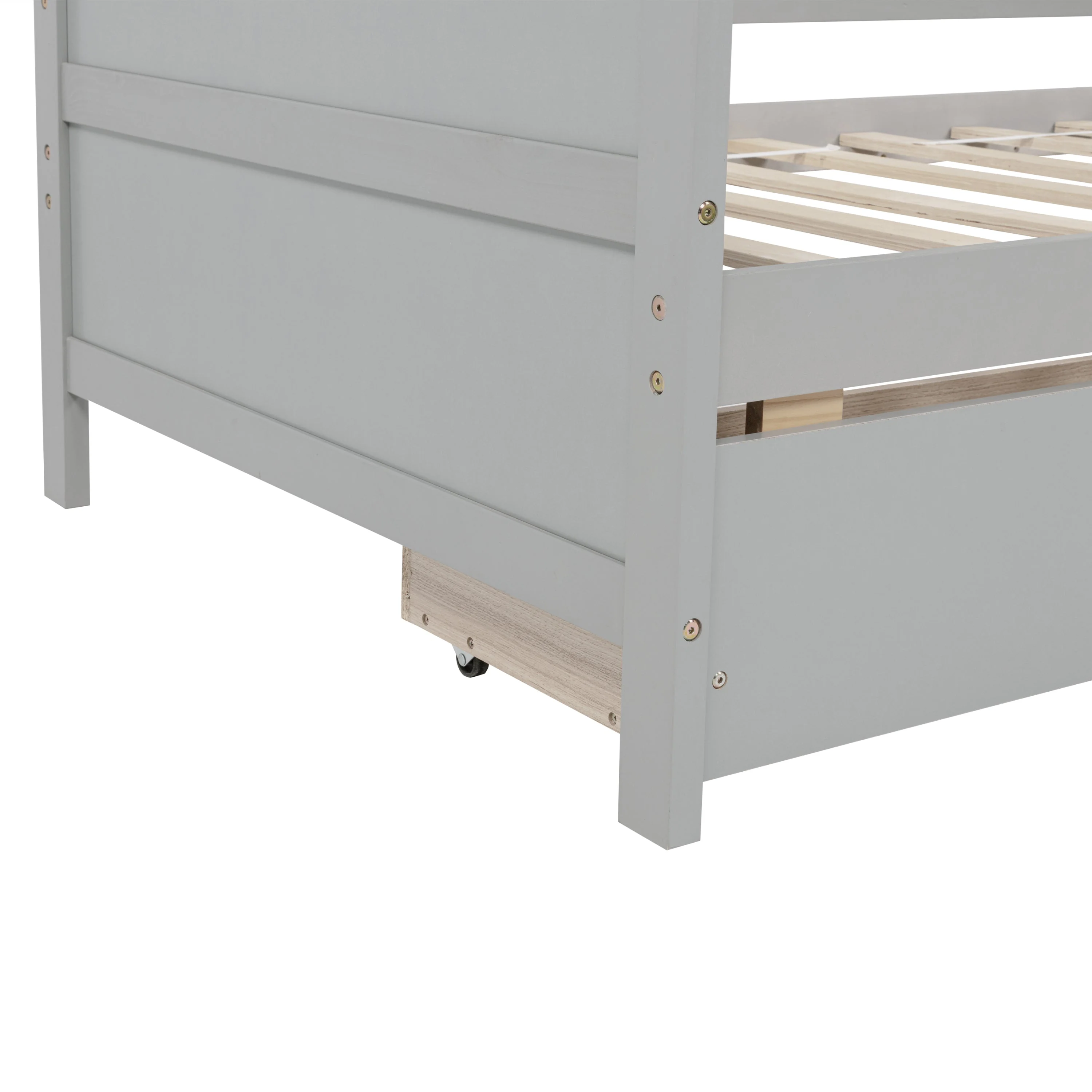 Twin Size Pine Wood Daybed with two Storage Drawers, Grey - Image 19