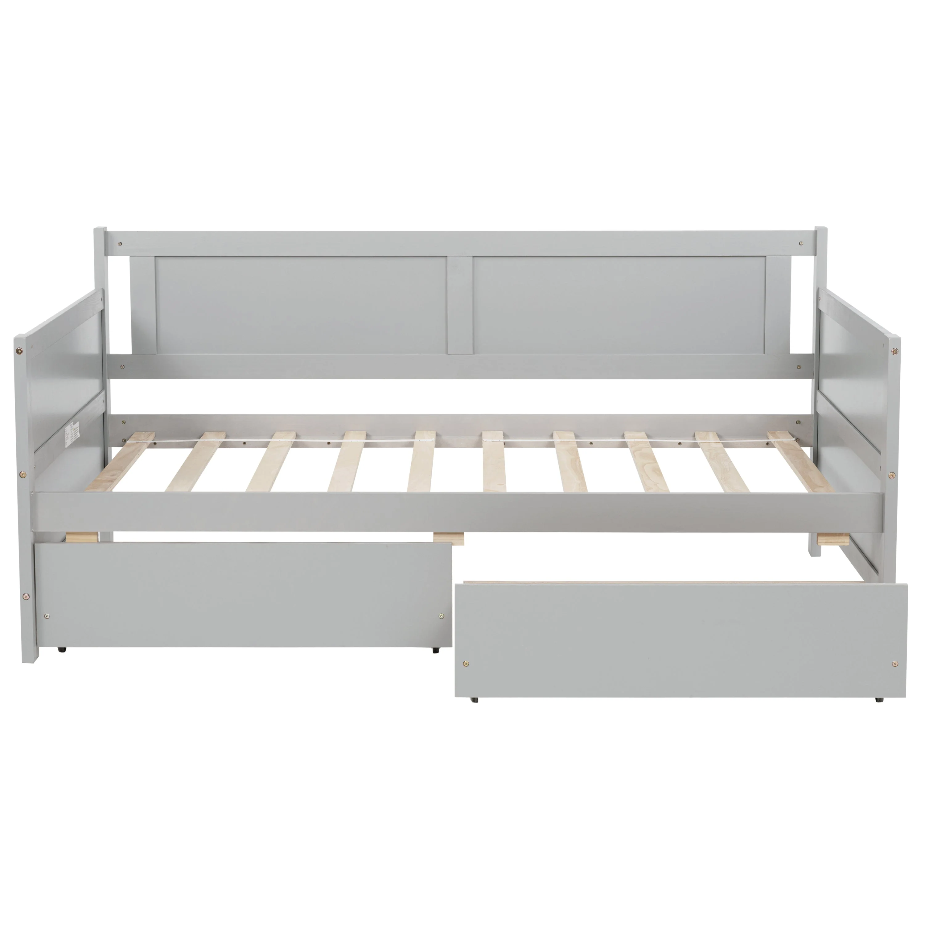 Twin Size Pine Wood Daybed with two Storage Drawers, Grey - Image 28