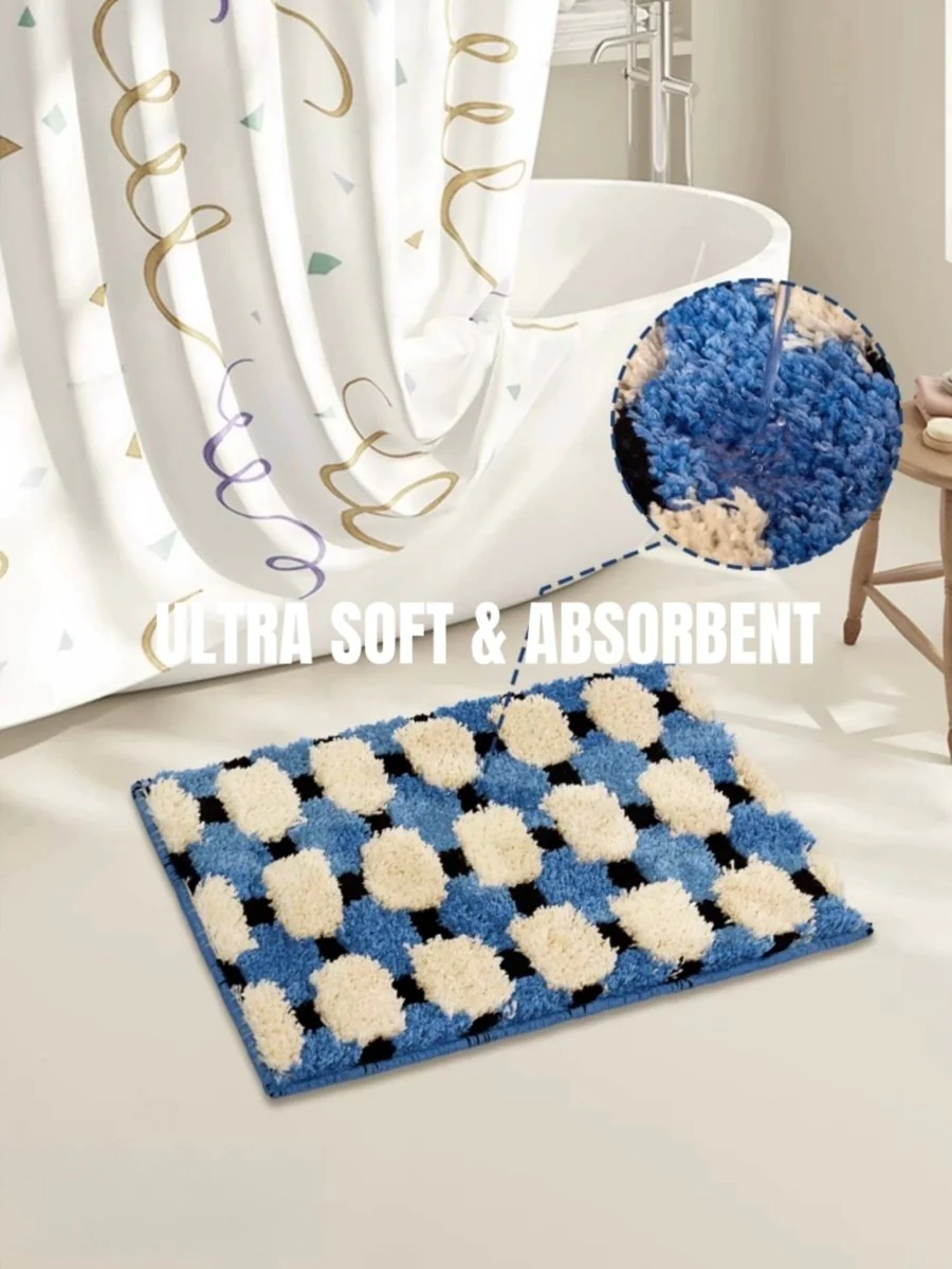 Ultra Soft Geometric Bath Rug, Absorbent, Anti-slippery Mat - Image 2