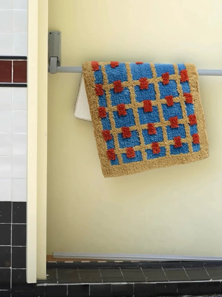 Whimsical Dopamine Checker Bath Rug, Absorbent Mat - Image 2
