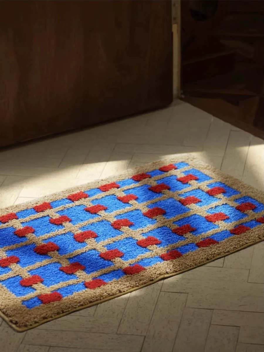 Whimsical Dopamine Checker Bath Rug, Absorbent Mat - Image 6