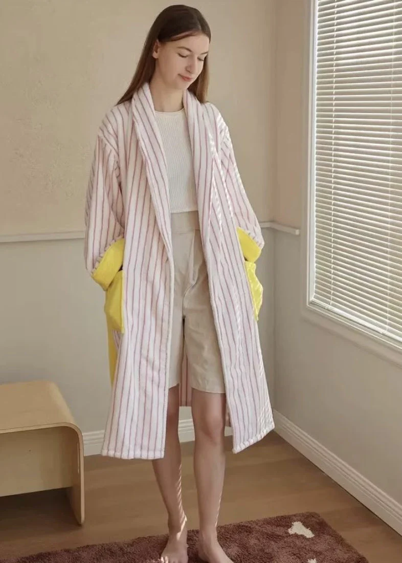 Ultra Soft Whimsical Stripe Bathrobe - Image 8