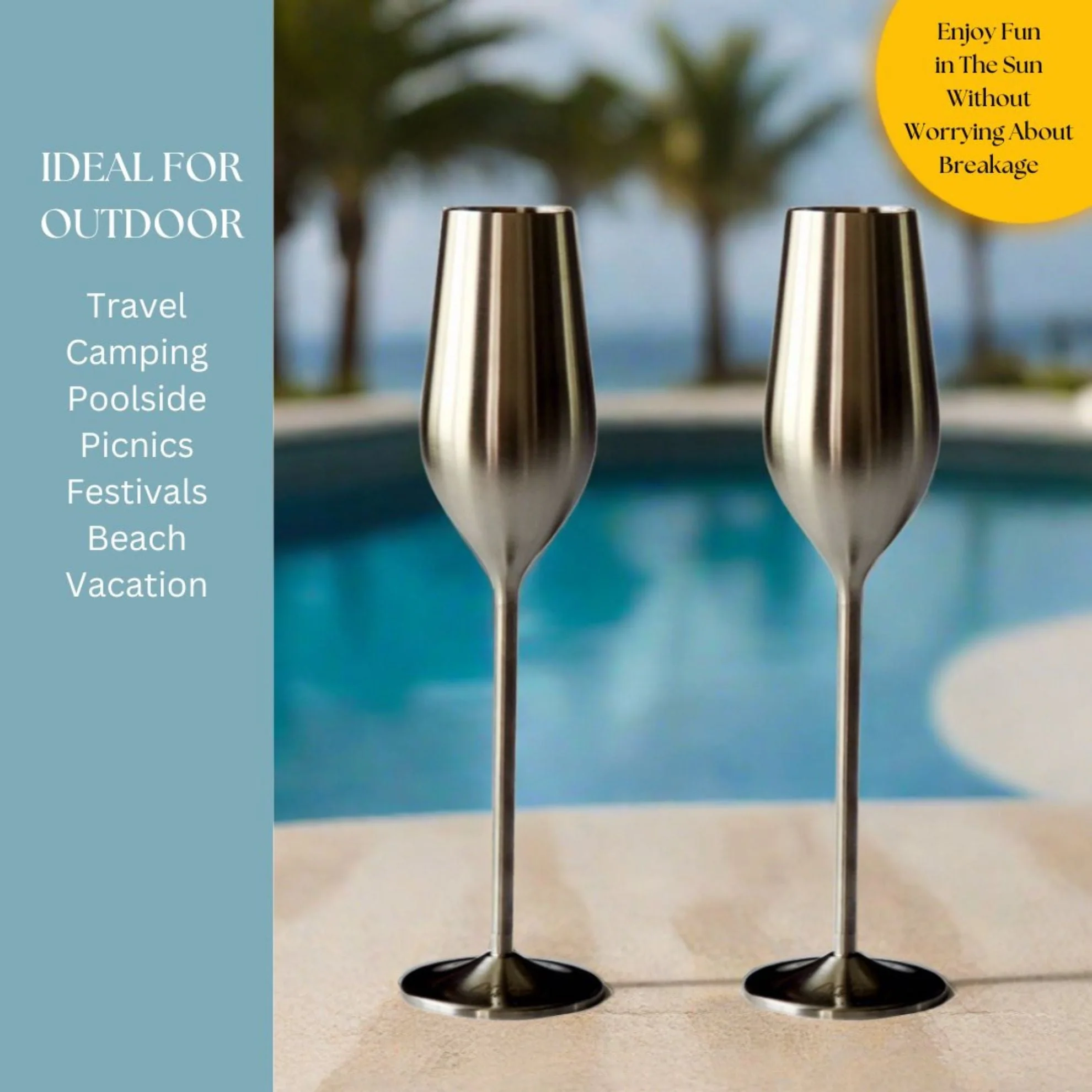 Unbreakable Champagne Flutes (Silver) - Image 4