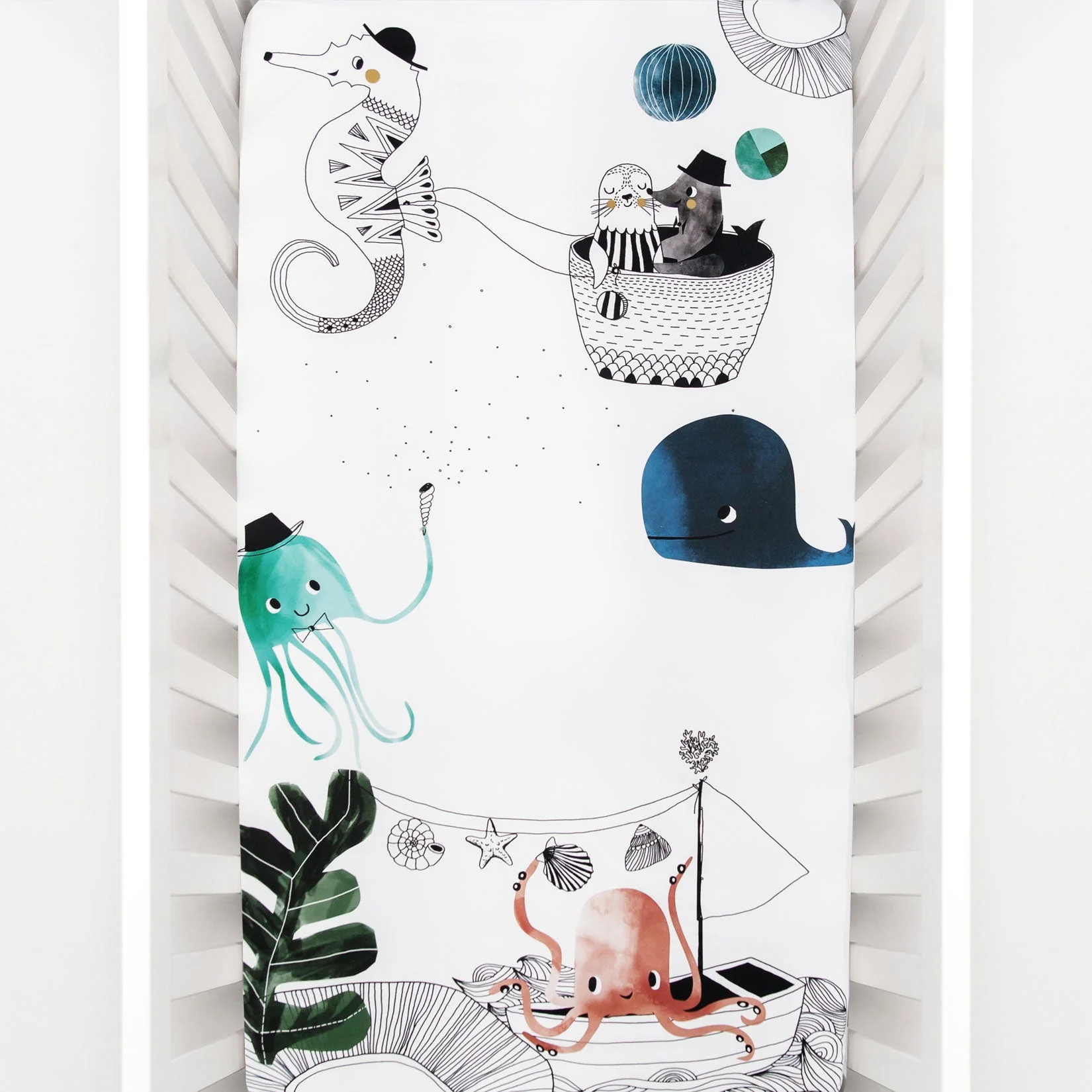Underwater Love Standard Size Crib Sheet - Image 3