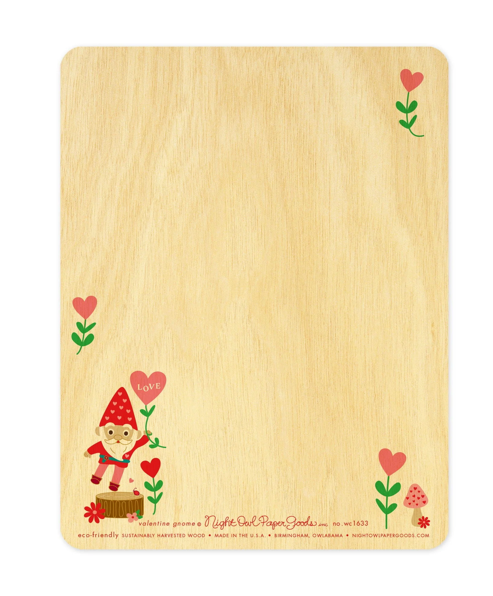 Valentine Gnome Wood Valentine's Day Card - Image 2
