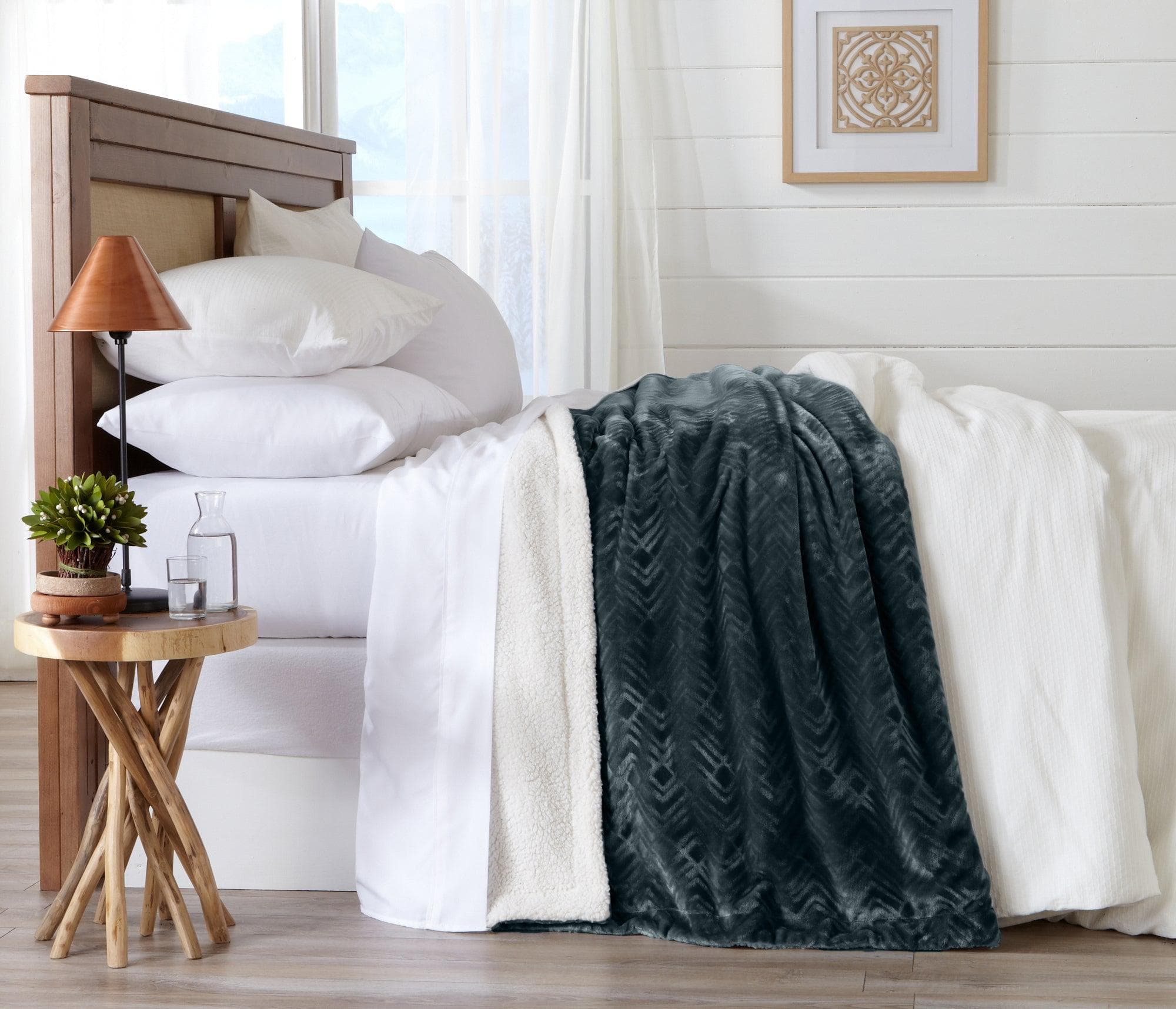 Velvet Plush Sherpa Luxury Bed Blanket - Cielo Collection - Image 21