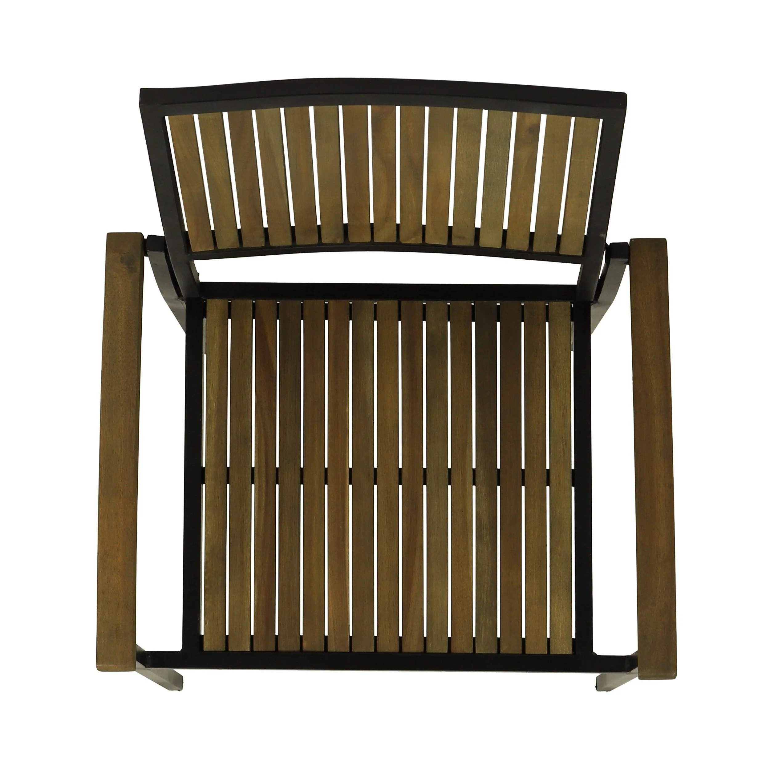 Vermilion Outdoor Dining Chair with Vertical Slat and Wooden Arm, Grey - Image 8
