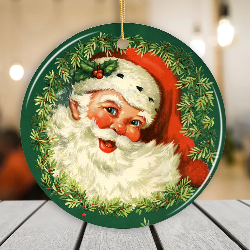 Victorian Santa Round Christmas Ornament by OrnamentallyYou