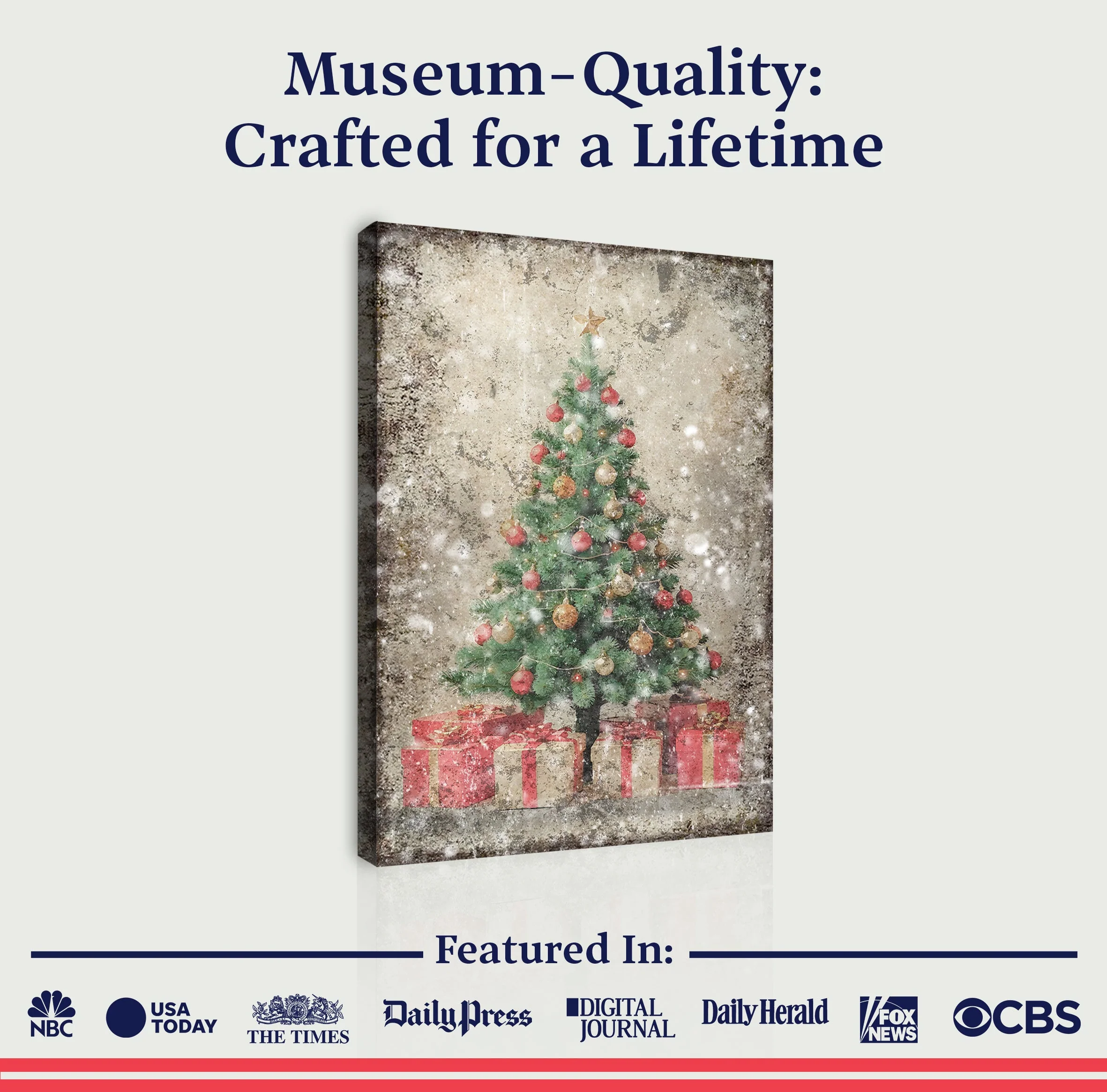 Vintage Christmas Tree With Gifts Wall Art III - Image 4