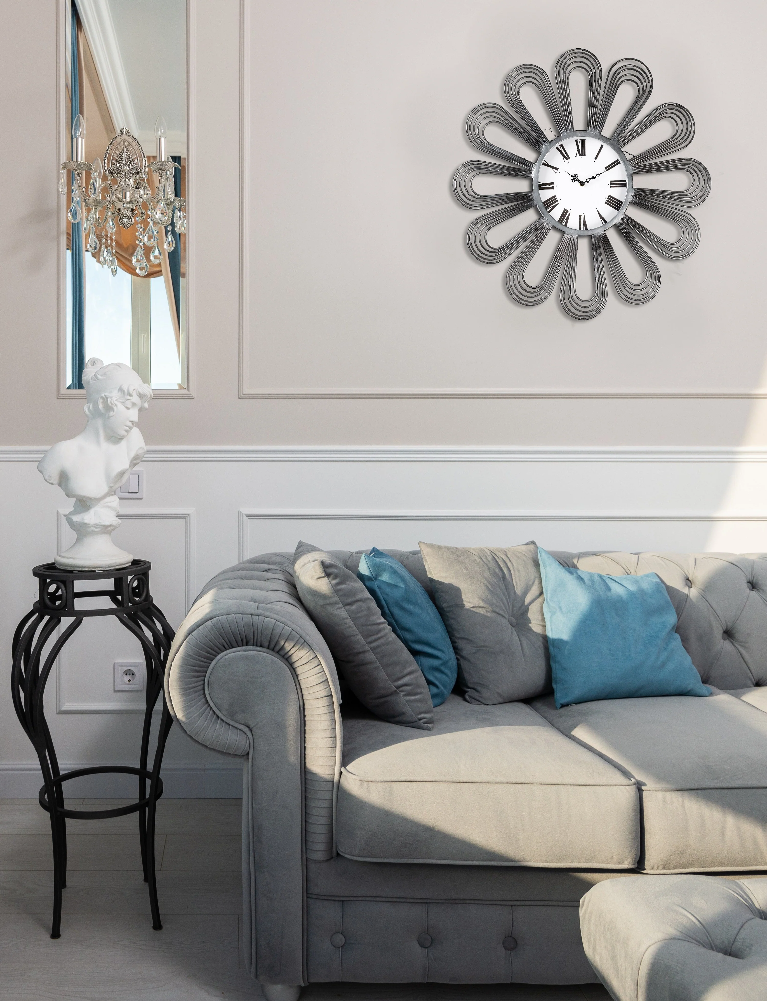 Wall clock - Modern Reflection, Silver by Peterson Housewares & Artwares - Image 2
