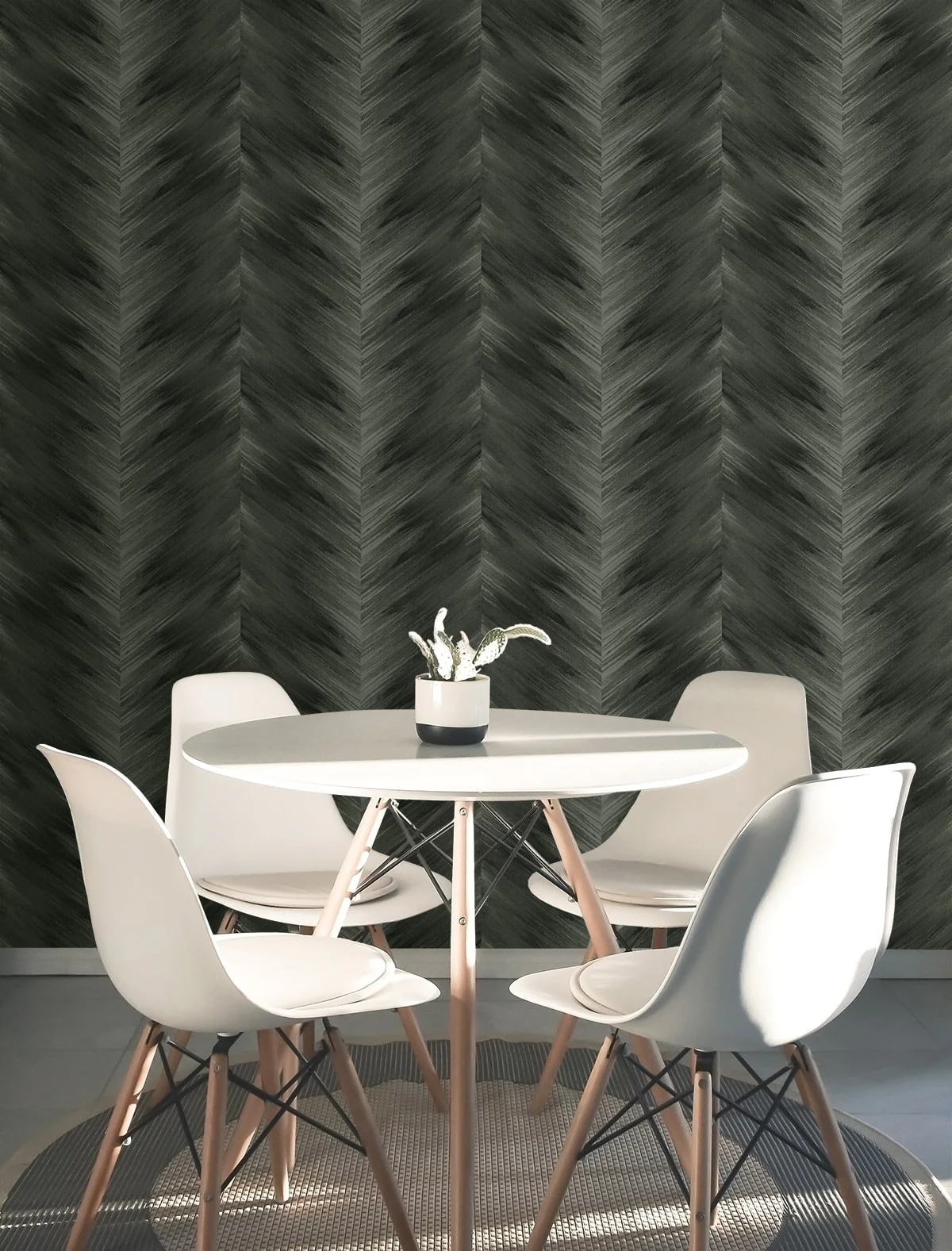Washed Chevron Abstract Peel and Stick Removable Wallpaper - Image 5