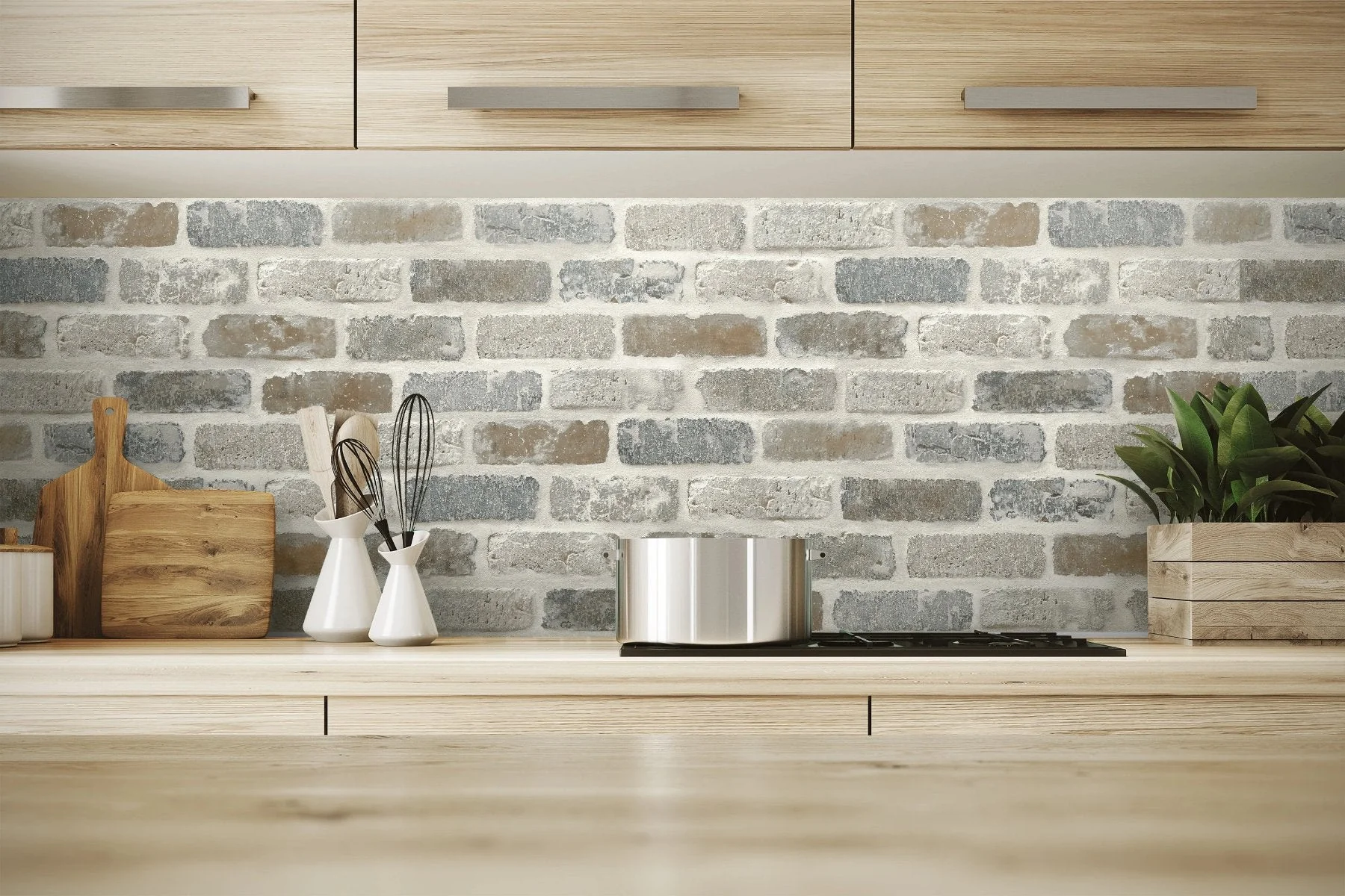 Washed Faux Brick Peel and Stick Removable Wallpaper - Image 4