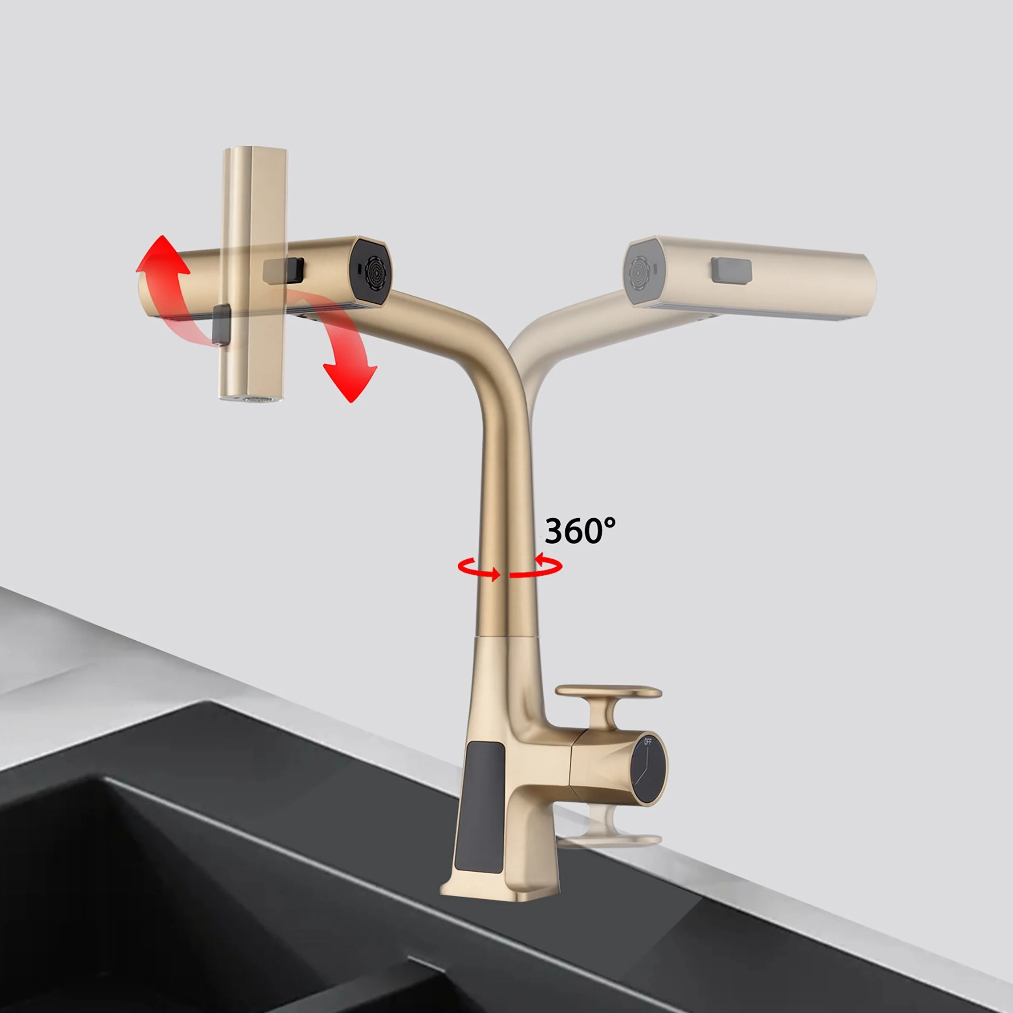 Waterfall Kitchen Faucet With Temperature Display h - Image 2