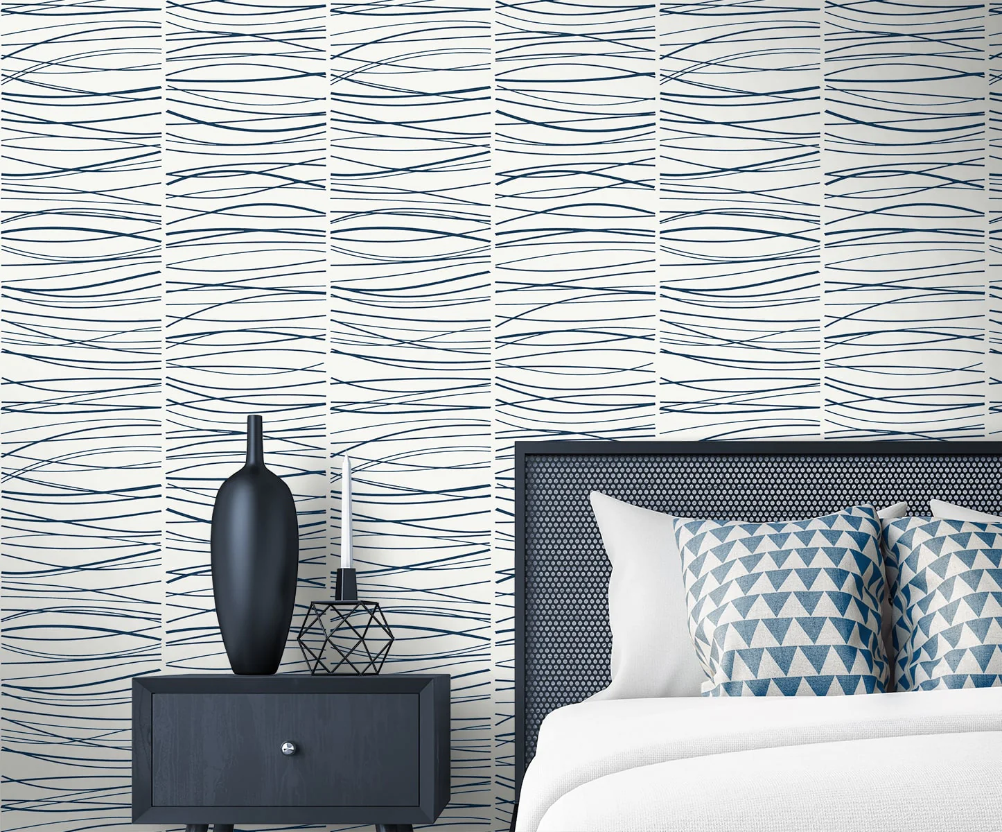 Wave Lines Abstract Premium Peel and Stick Removable Wallpaper - Image 10