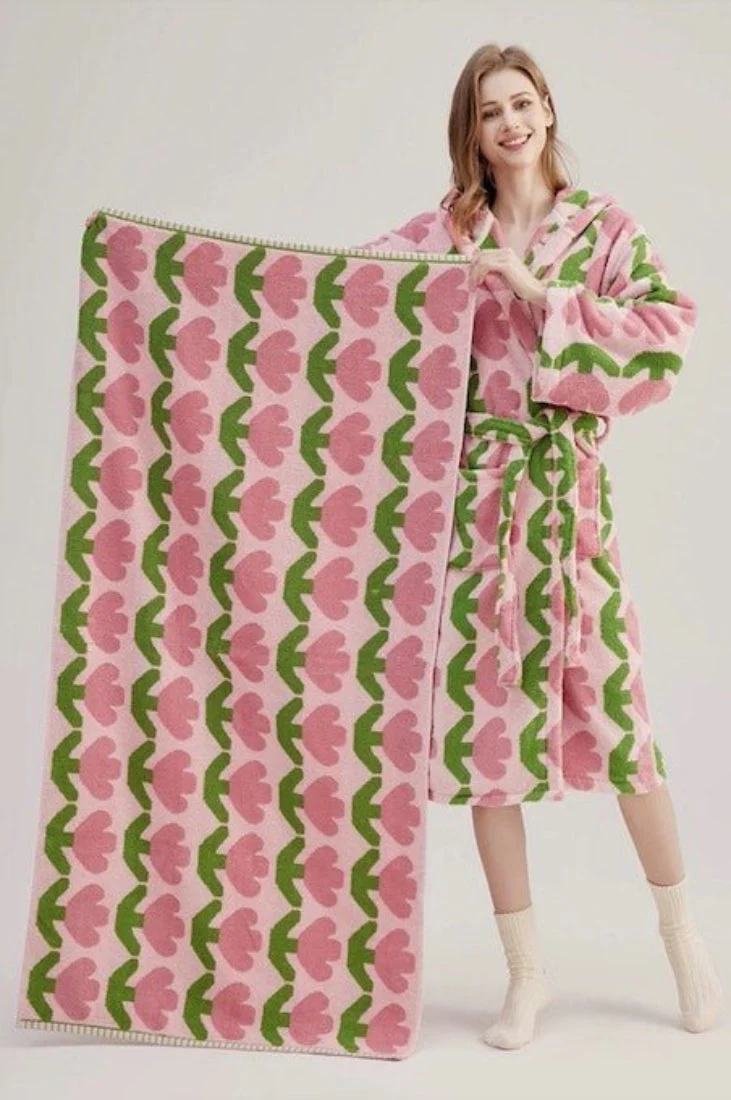 Whimsical Tulip Hooded Bath Robe - Image 7