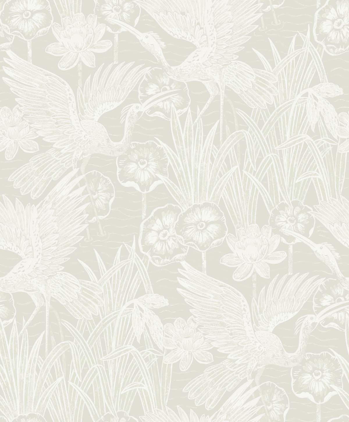 White Heron Marsh Cranes Unpasted Wallpaper - Image 11
