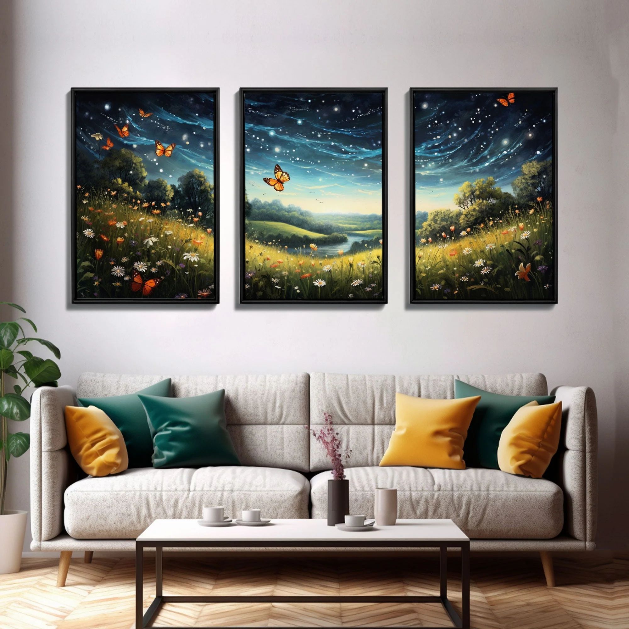 Wildflower Meadow Canvas Print, 3 Piece Wall Art - Image 11