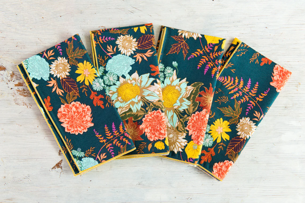 Winter Blue Floral Cloth Napkins, Set of 4 - Image 2