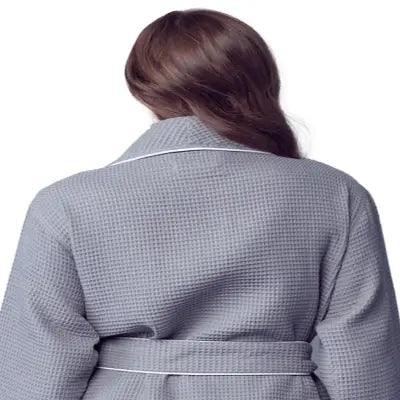 Women’s Waffle Piping Bathrobe – Lightweight Spa-Style Comfort - Image 22