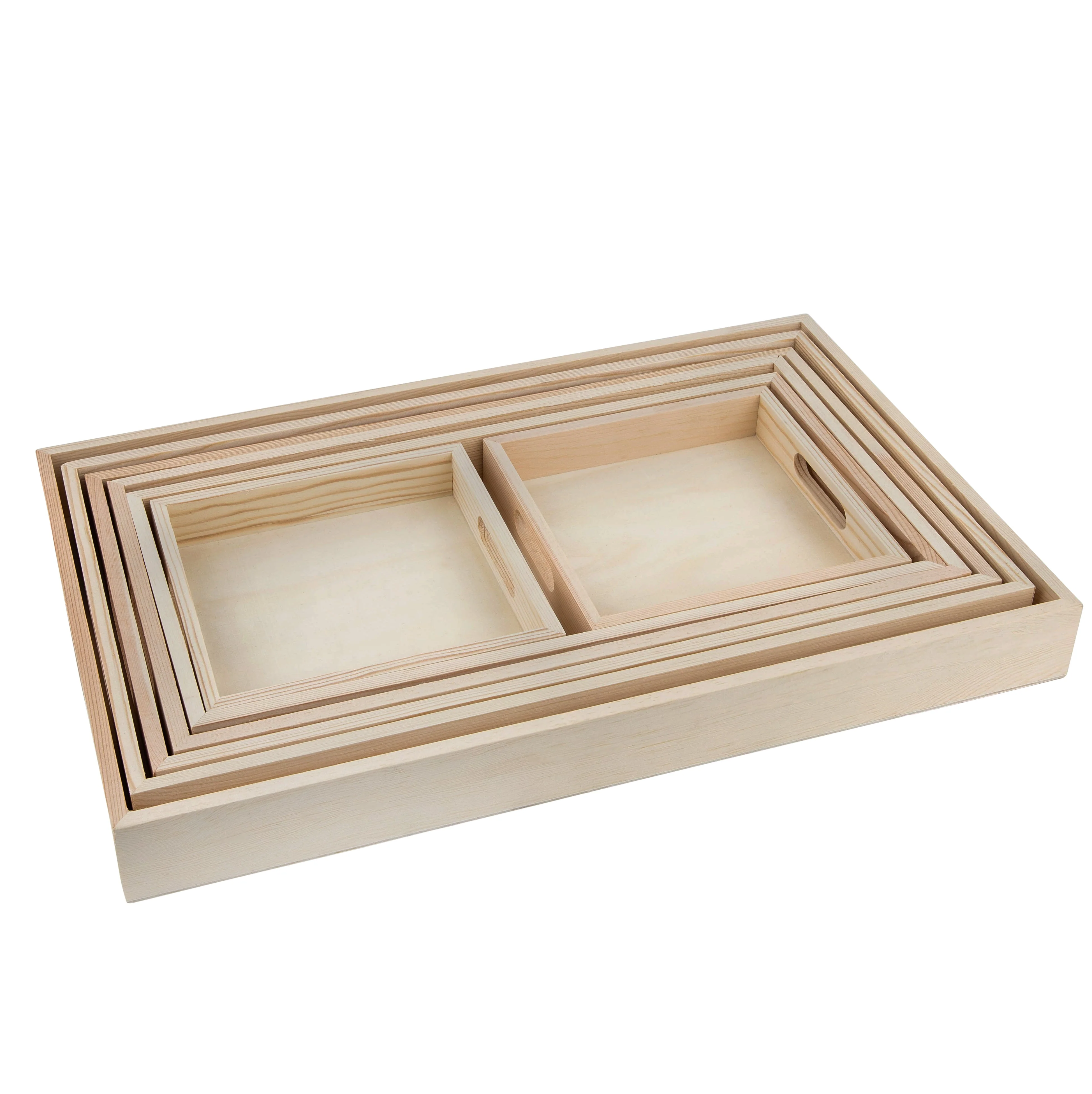 Wooden Nested Serving Trays, Set Of 7