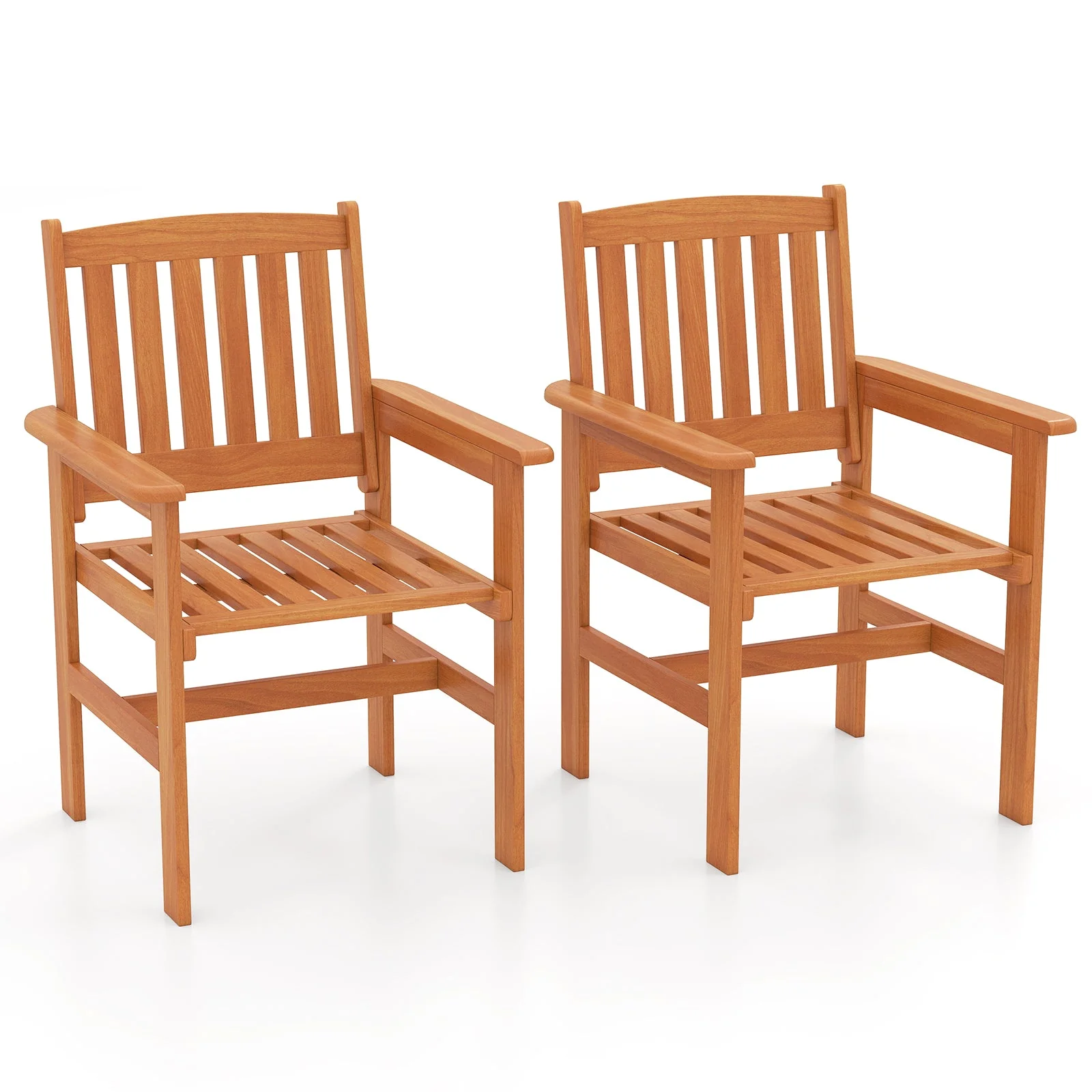 Wooden Patio Chairs Set of 2 with Inclined Backrests - Image 3
