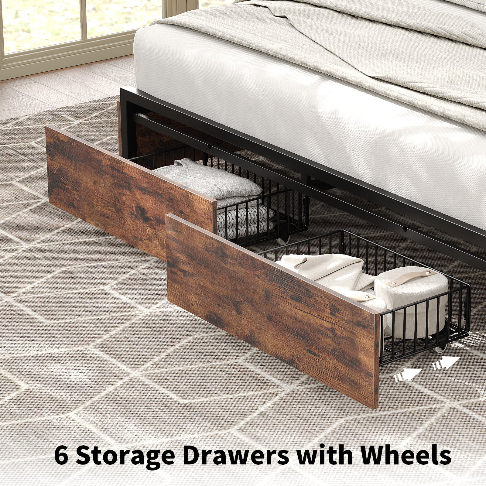 Bed Frame with LED Headboard, Charging Ports - Image 10