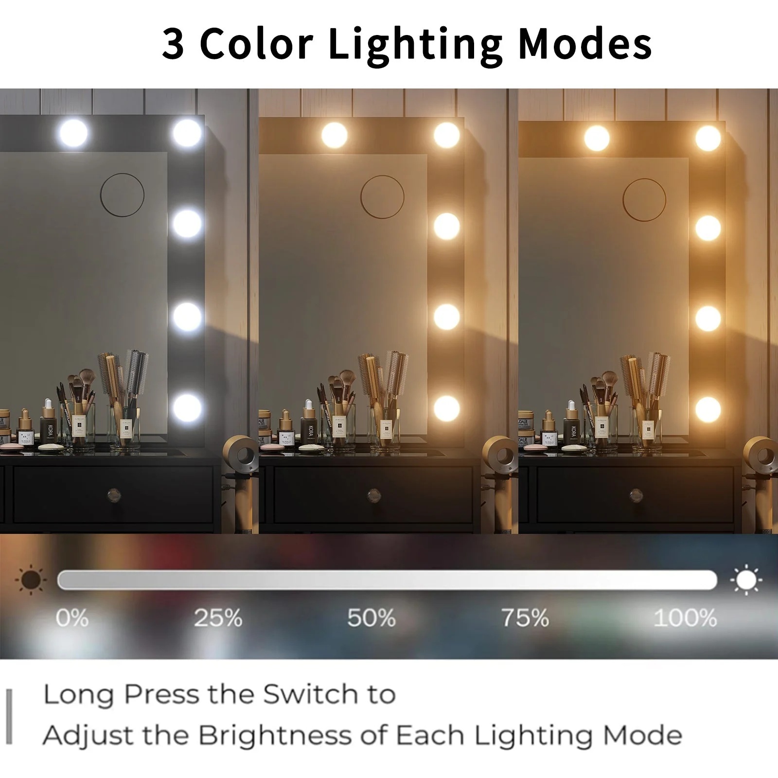 Makeup Vanity desk with LED Mirror, 9 Drawers - Image 17