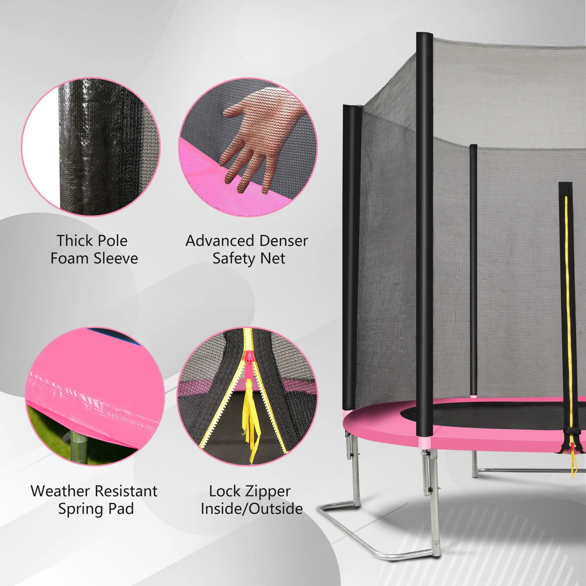 Yc 8Ft Trampoline Outer Net - Pink / Black by Couch - Image 3
