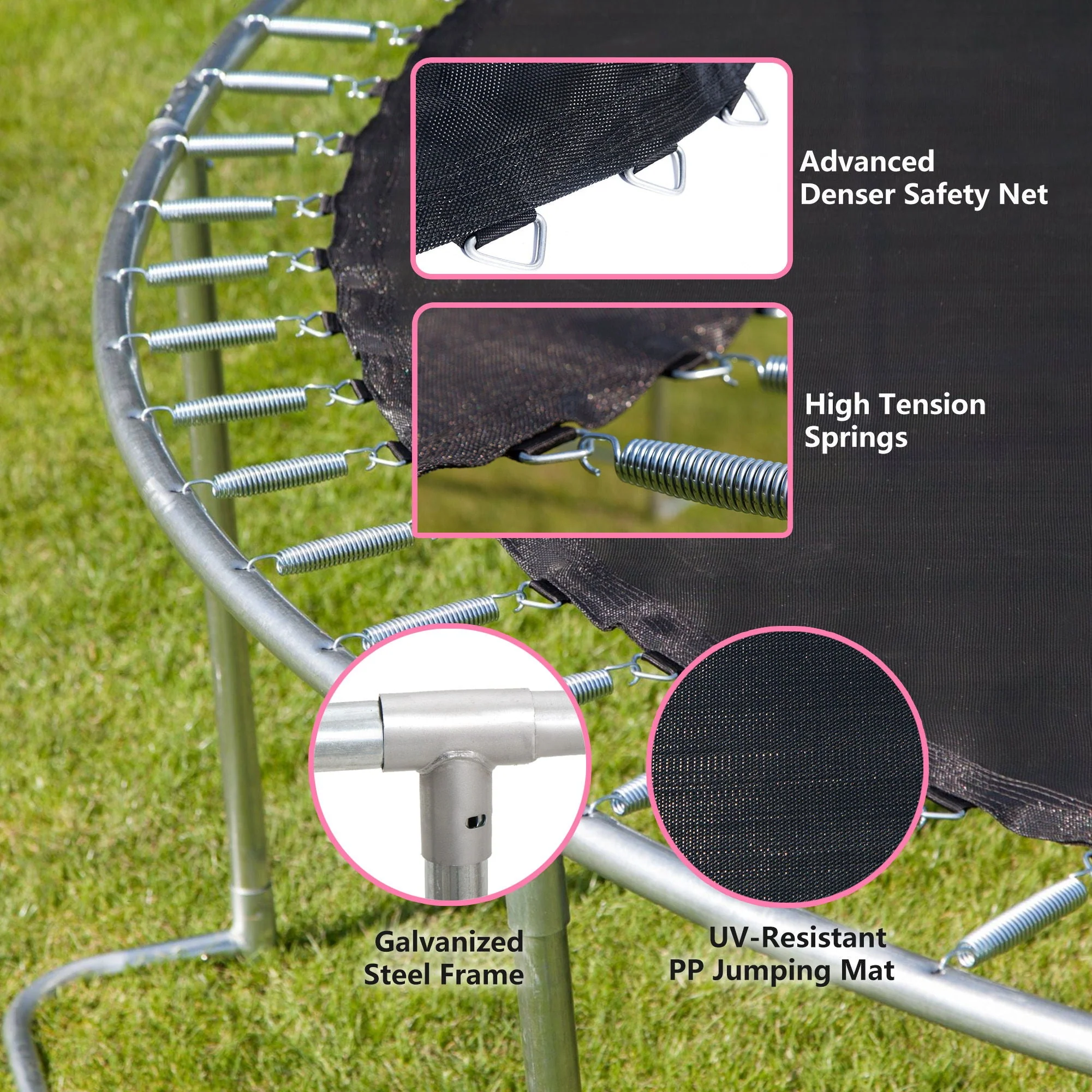 Yc 8Ft Trampoline Outer Net - Pink / Black by Couch - Image 4